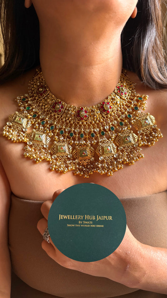 Bridal asia rajawada handmade jadau Necklace