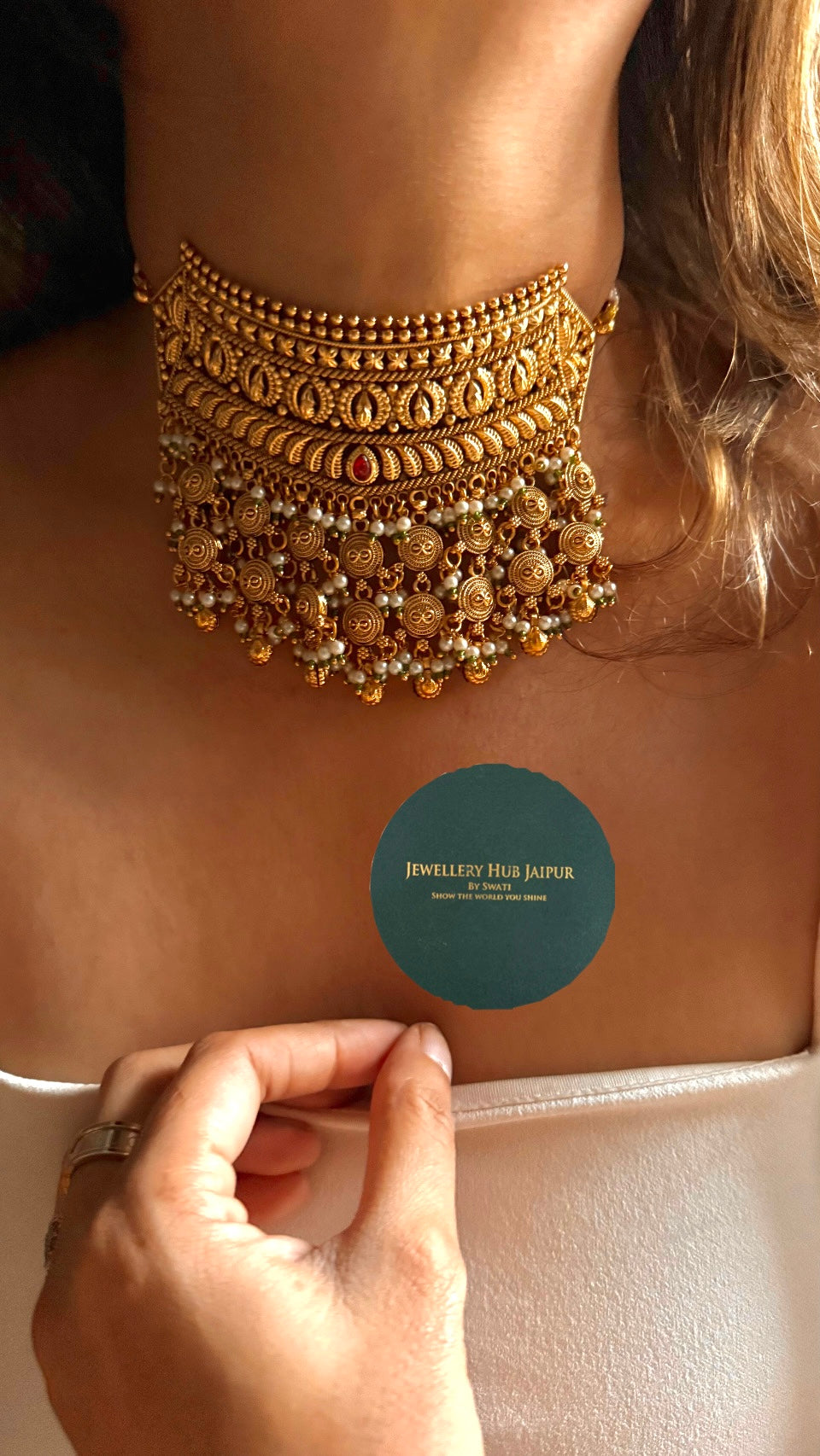 Gold rajwada Rajasthani aad Necklace