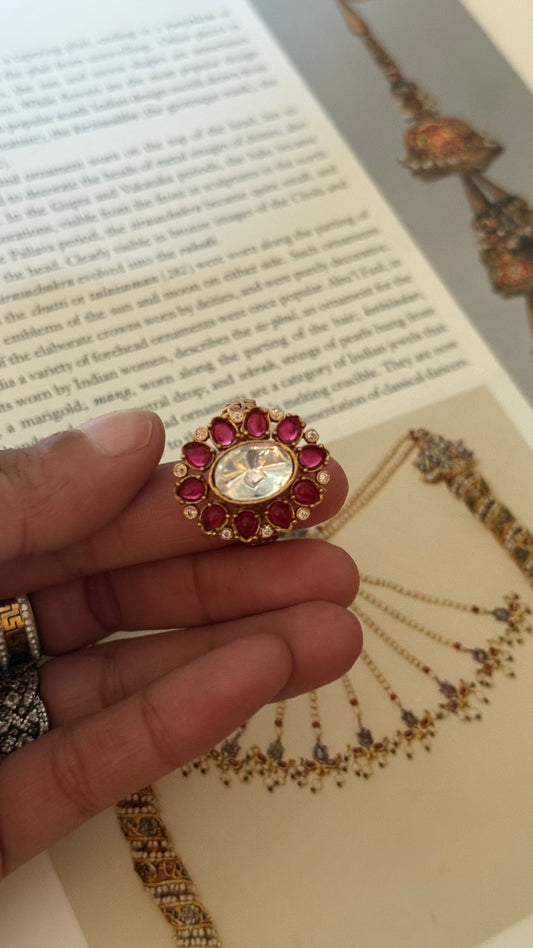 Ruby uncut polki ring