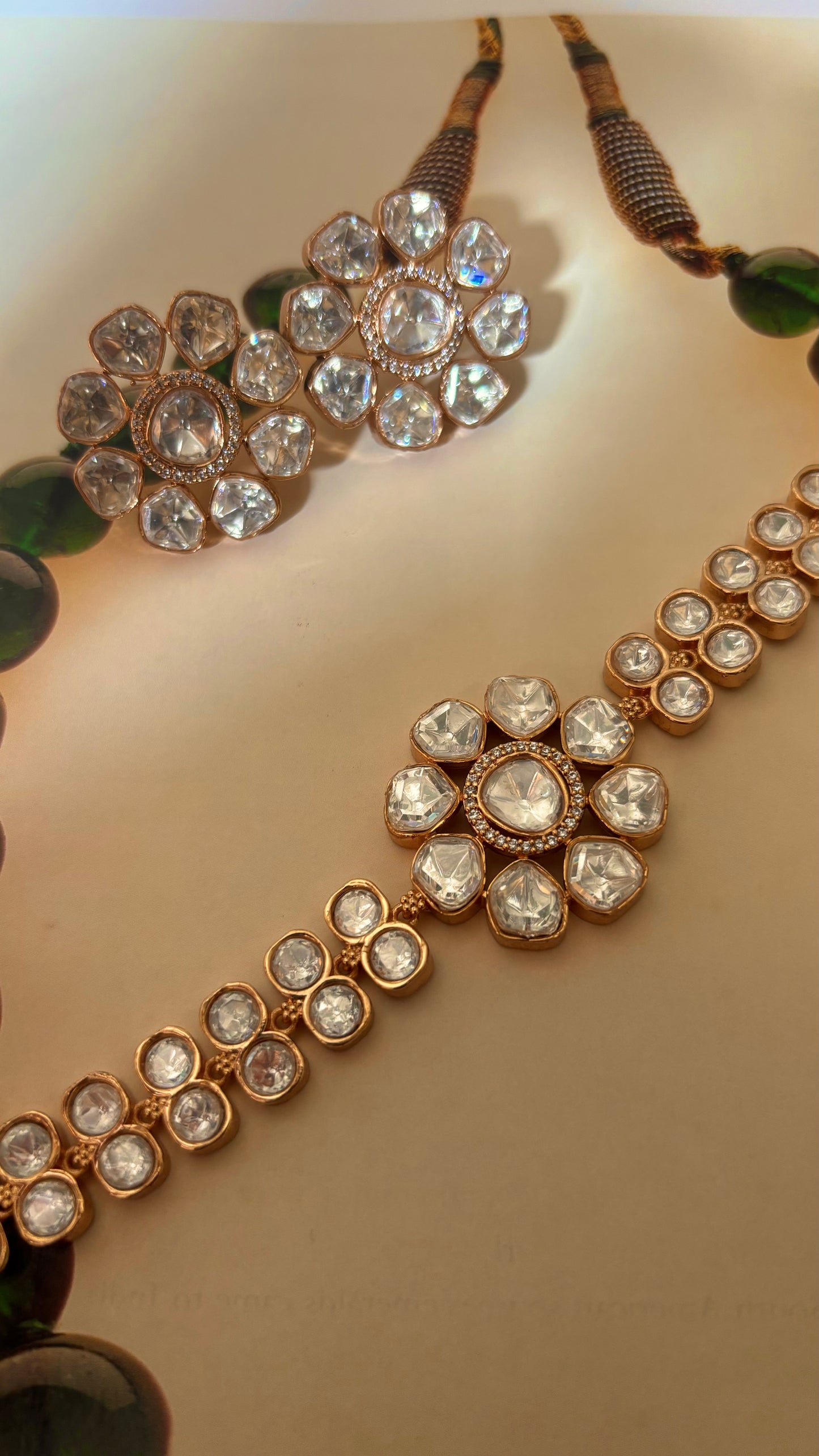 Sitara Moissanite polki heritage minimal necklace with earrings