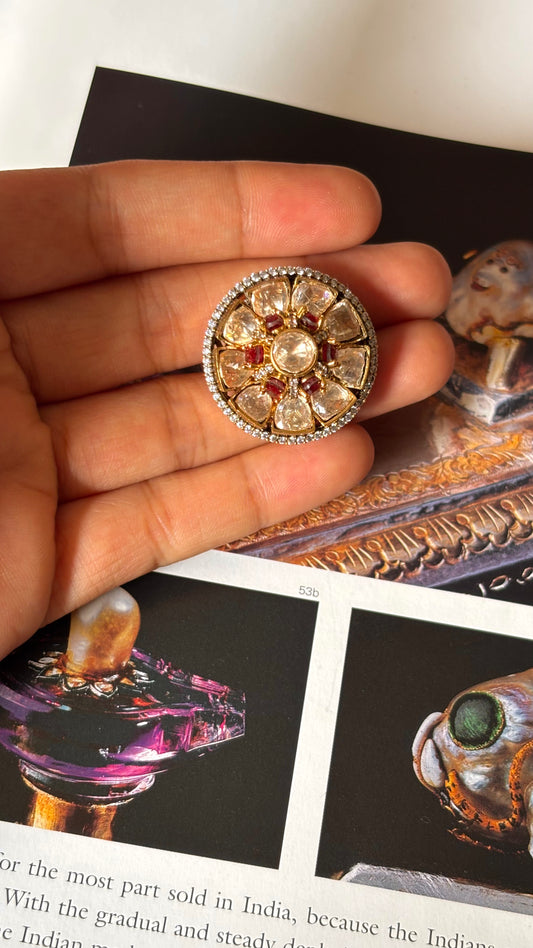 Ruby floral diamond ring