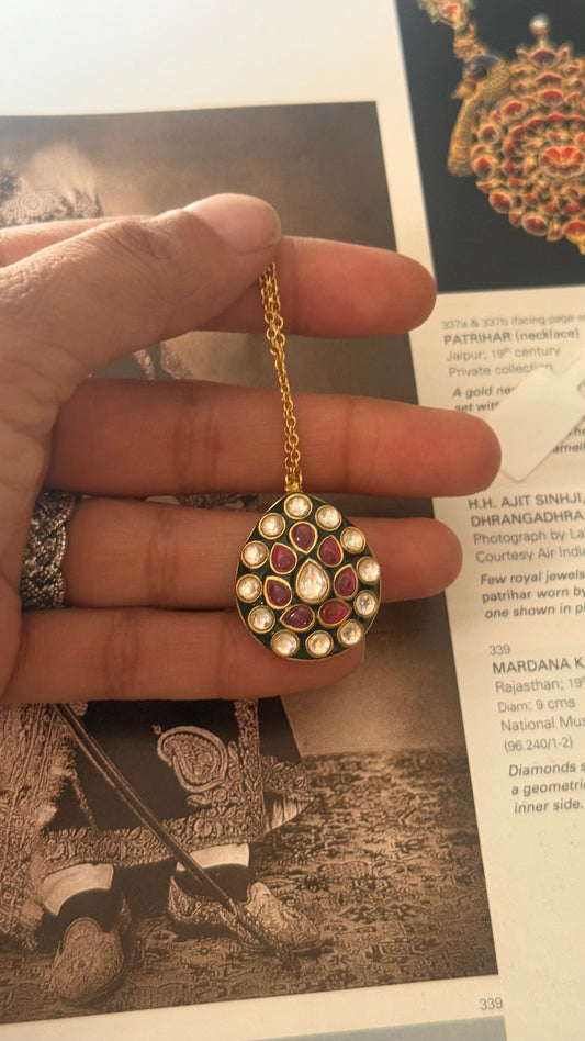 Ruby & emerald polki  maangtika