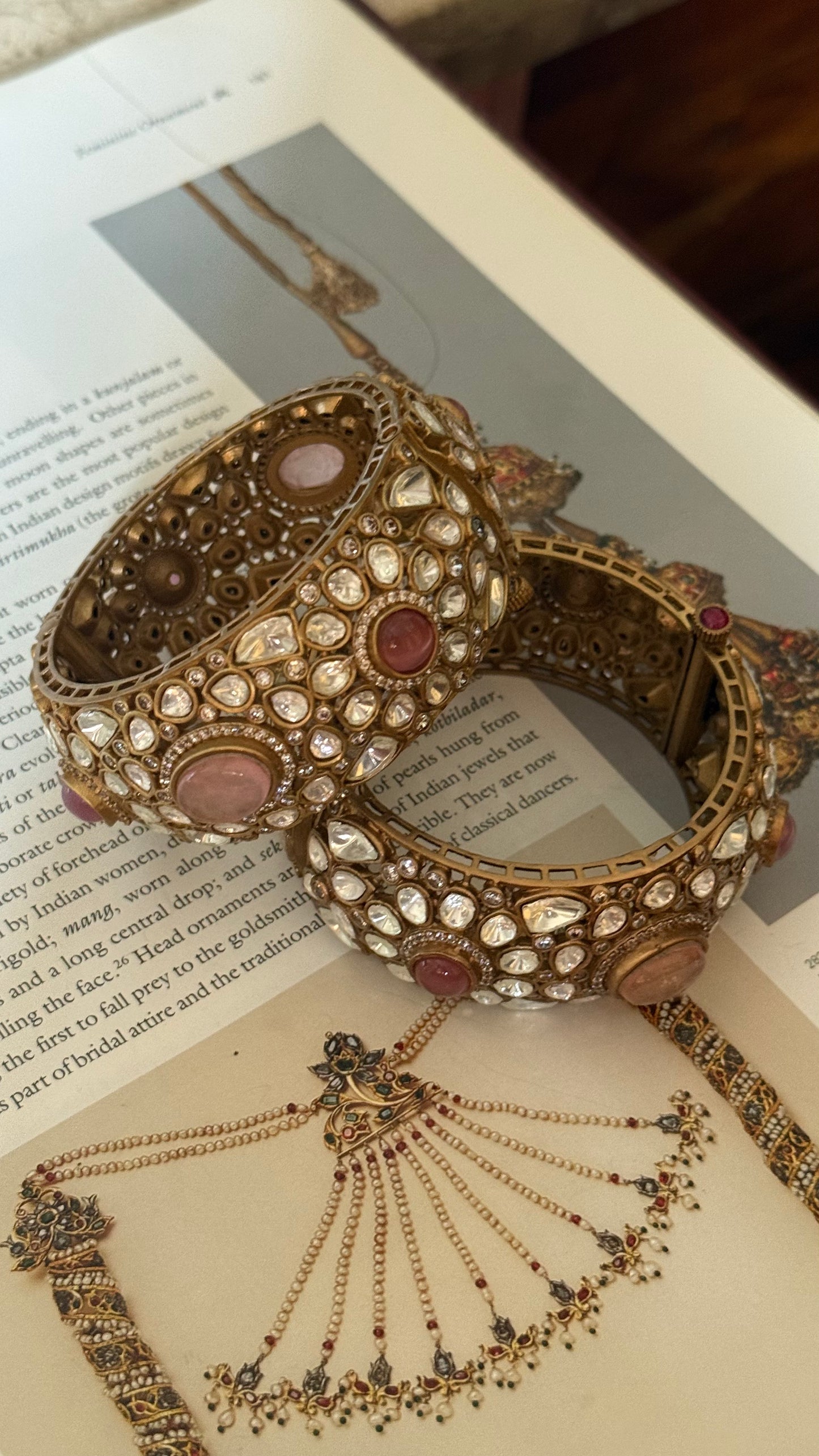 Rose quarts polki bangles