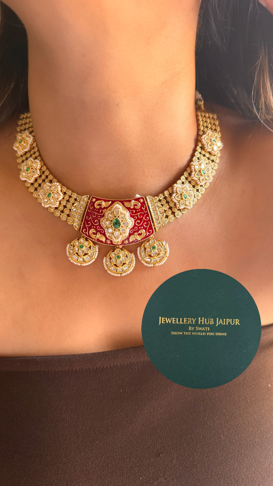 Tribhuvan Das Zaveri inspired Meena Kari Heritage necklace