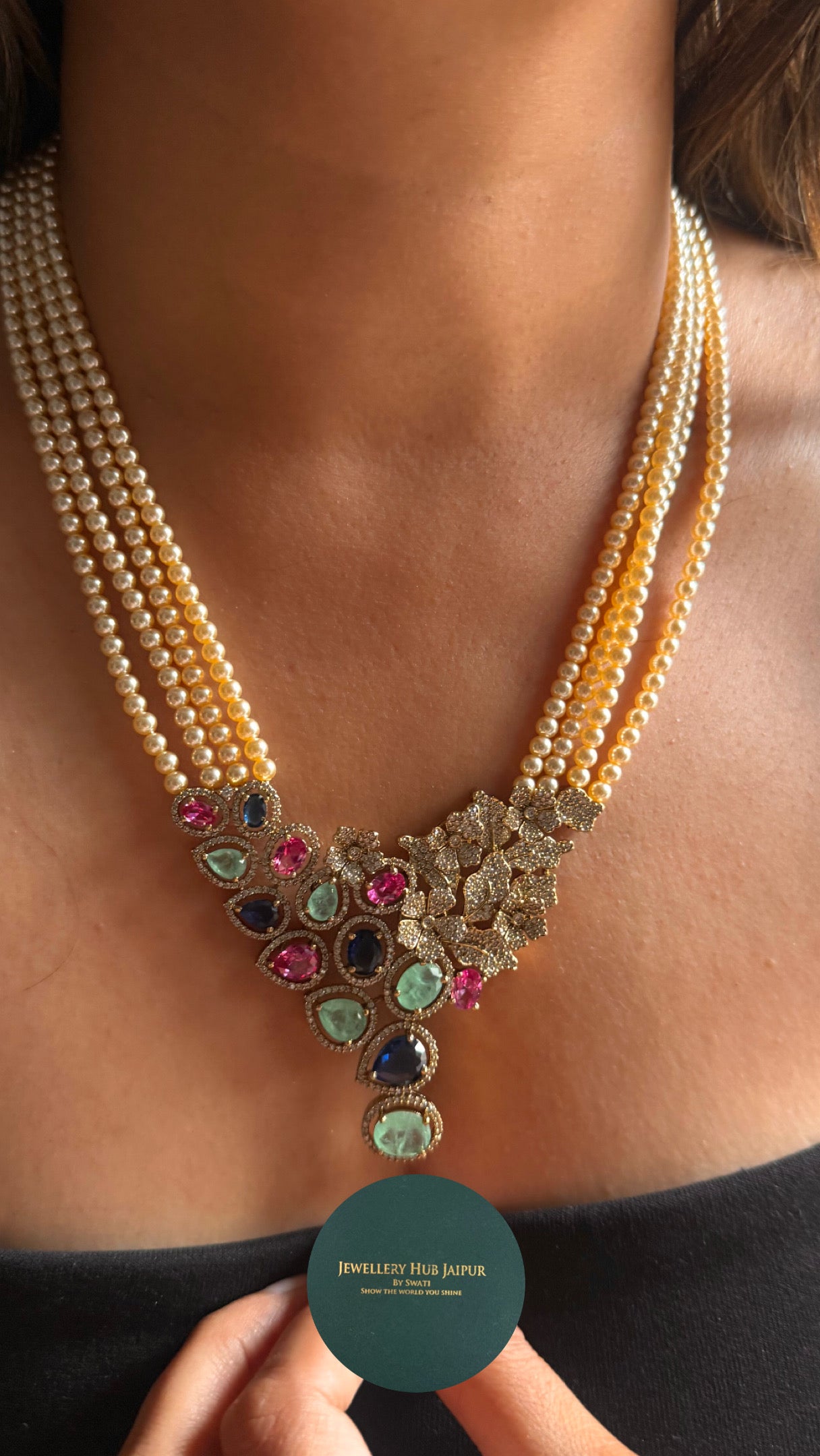 Multicoloured pendant with pear detailing Necklace