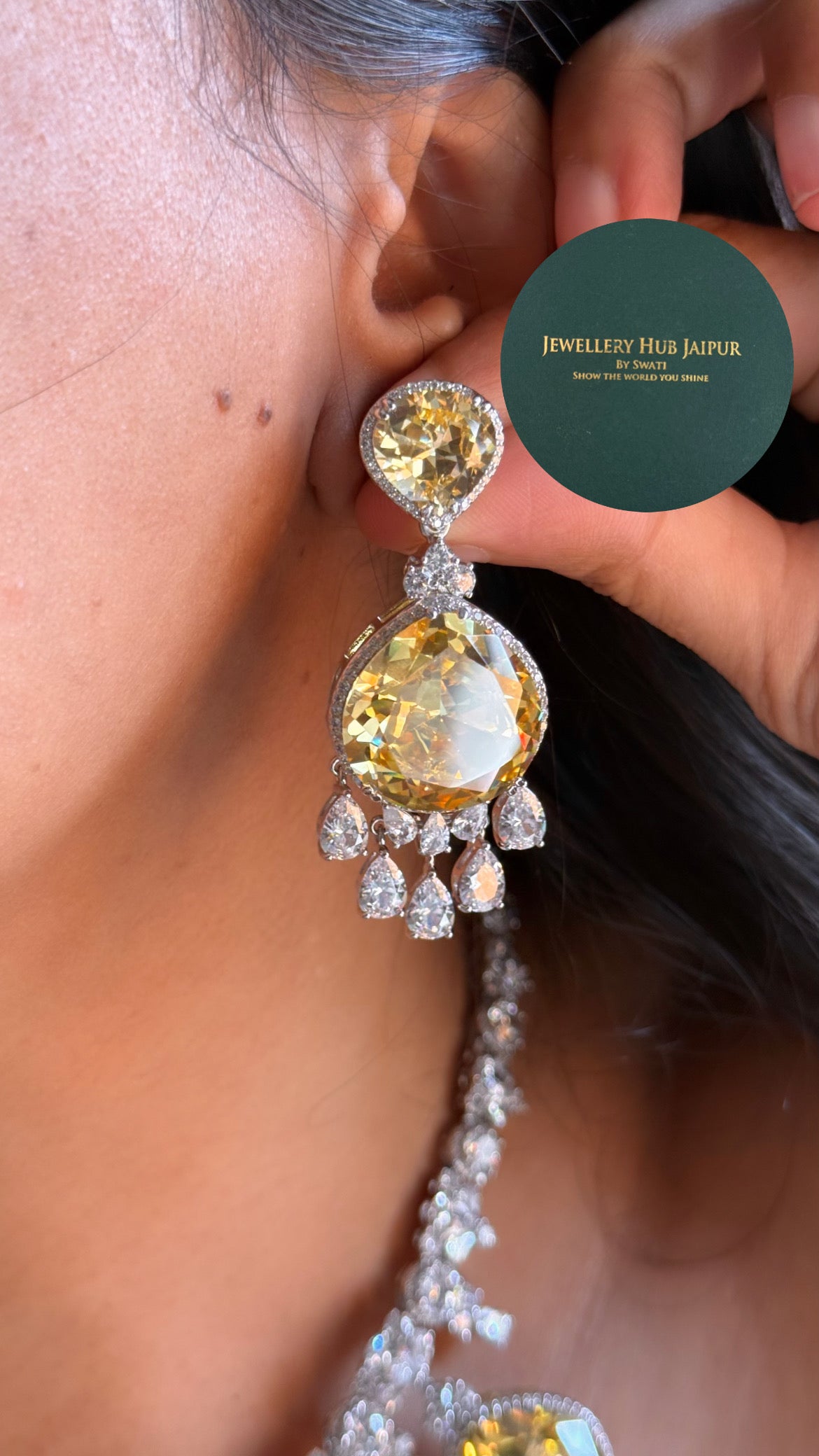 Citrine doublet cz diamond cocktail collar set