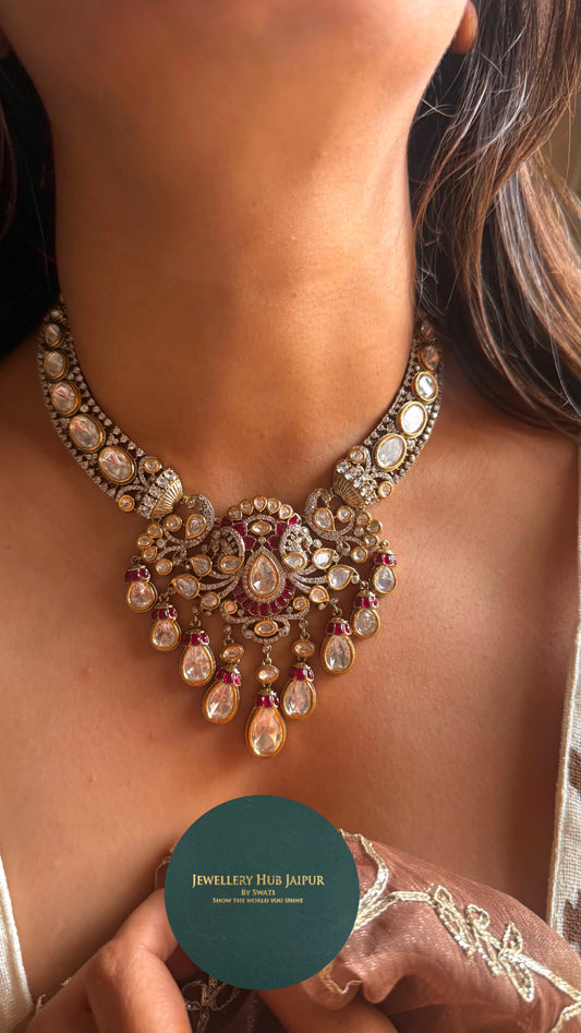 Vintage ruby moissanite collar Necklace