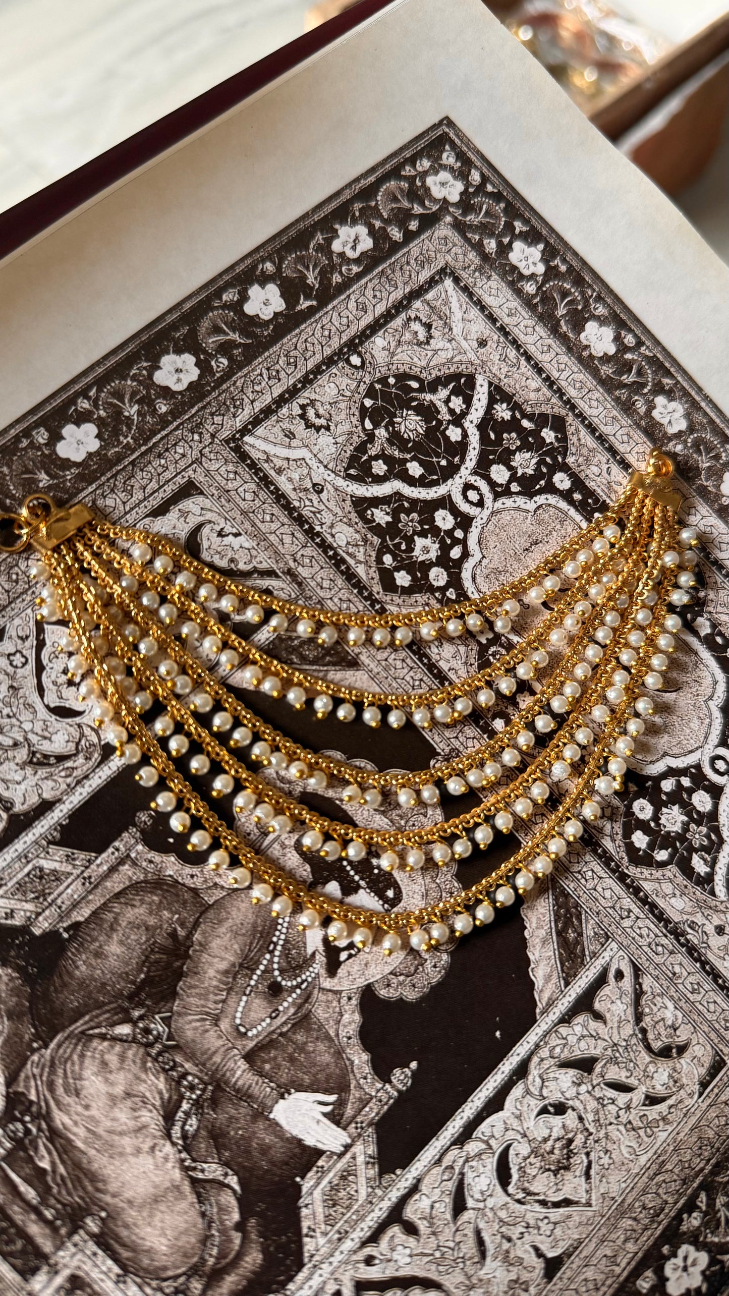 5 layer pearl drop ear chain