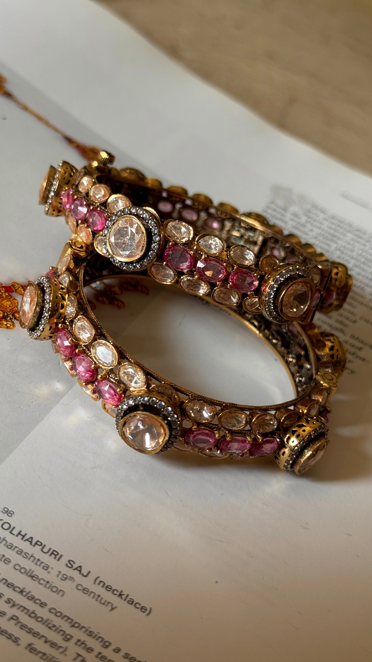 Real moissanite peeli polki rose quarts bangles