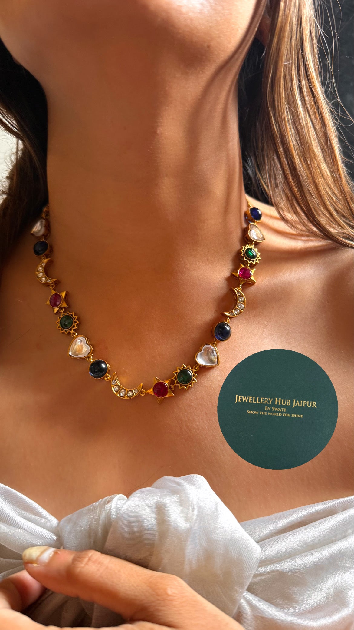 Navratna designer in stars & moon set