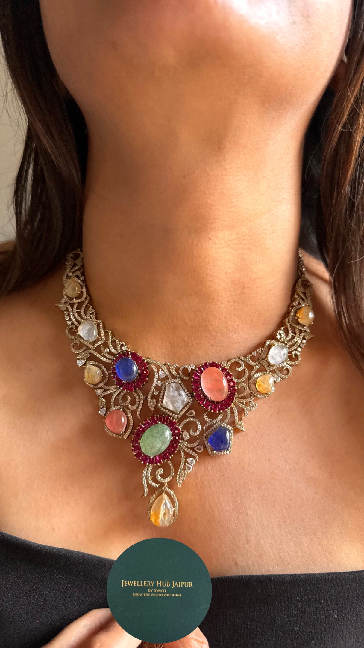 Mixed real stone sabyasachi inspired necklace