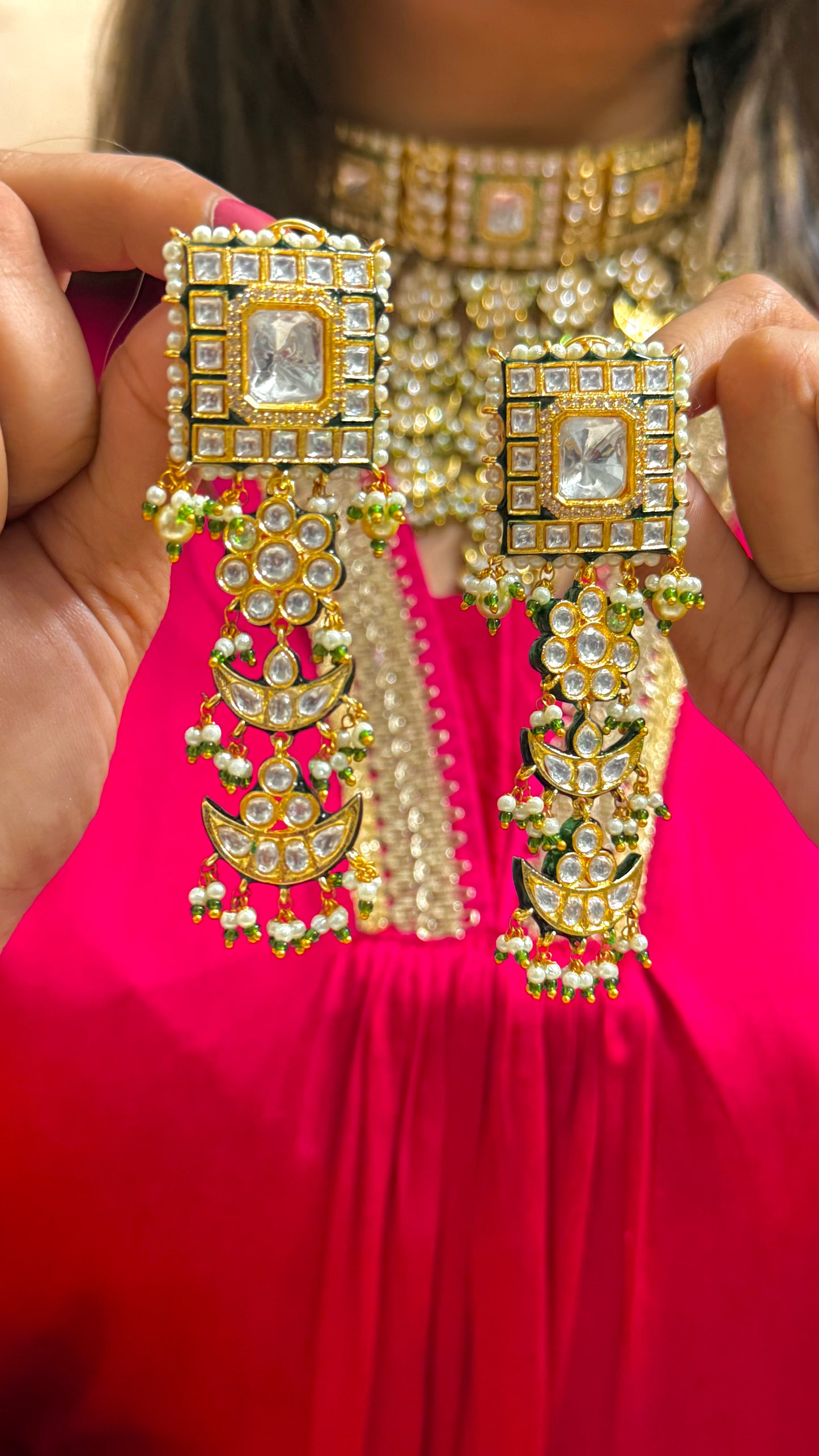 Chaand designer floral meenakari rajwada necklace
