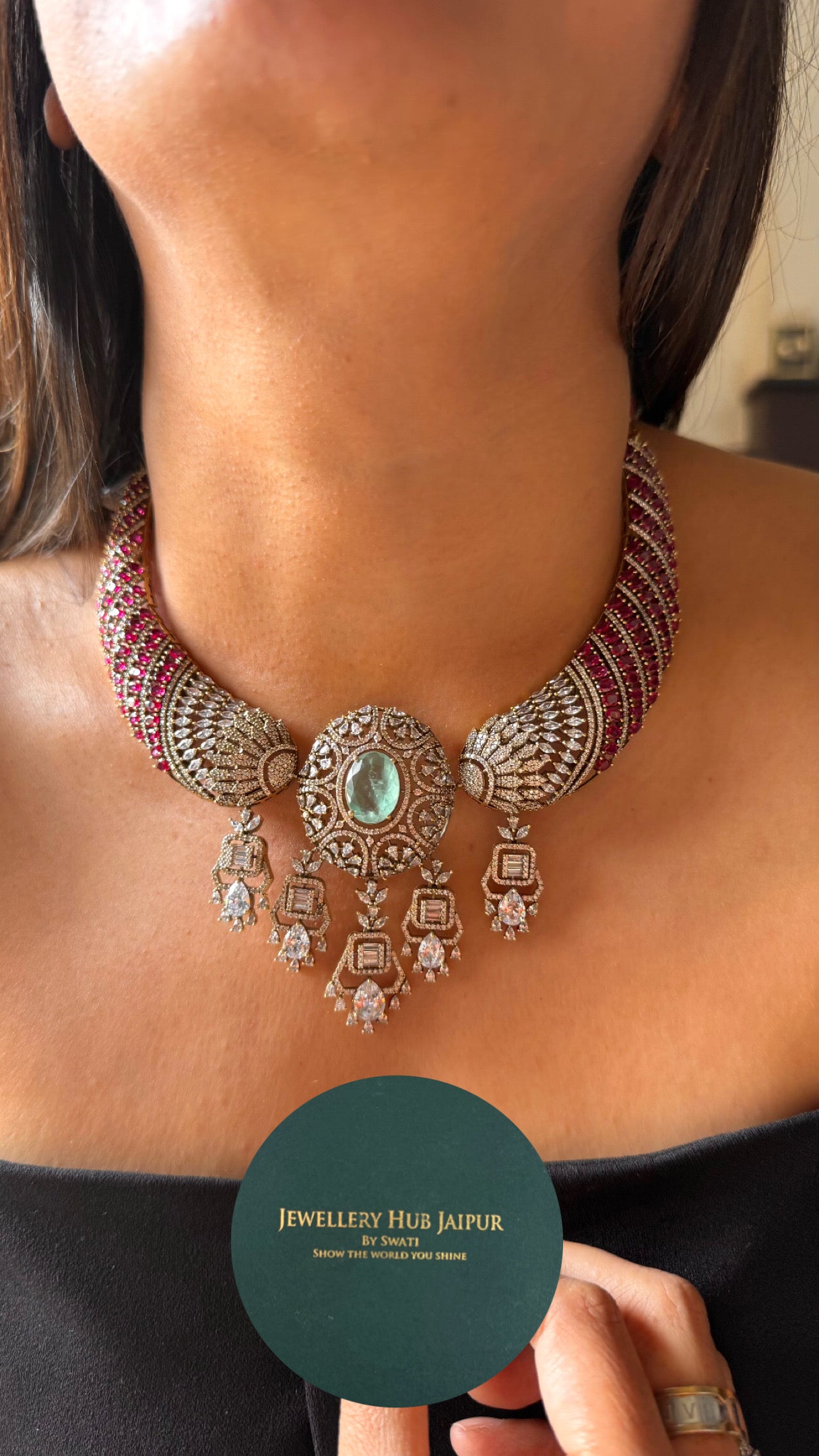 Rani Pink & Mint victorian necklace