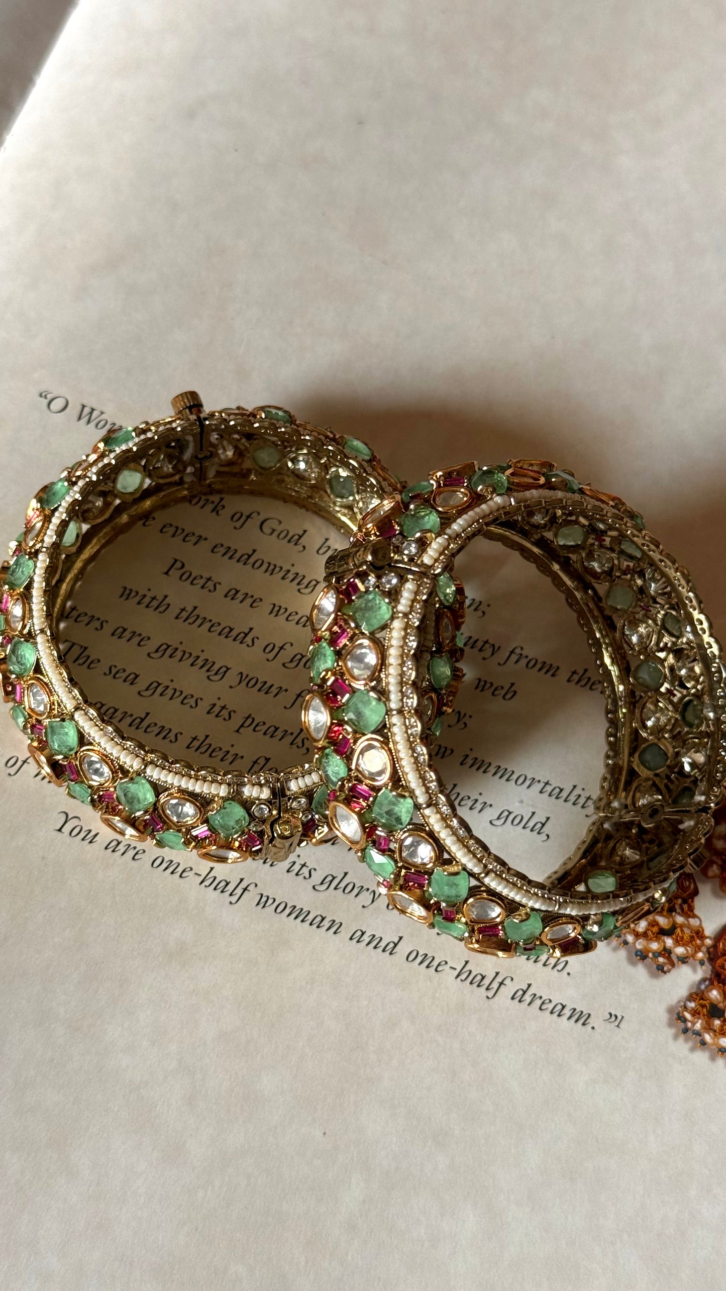 Mint doublet real Moissanite Victorian bangles