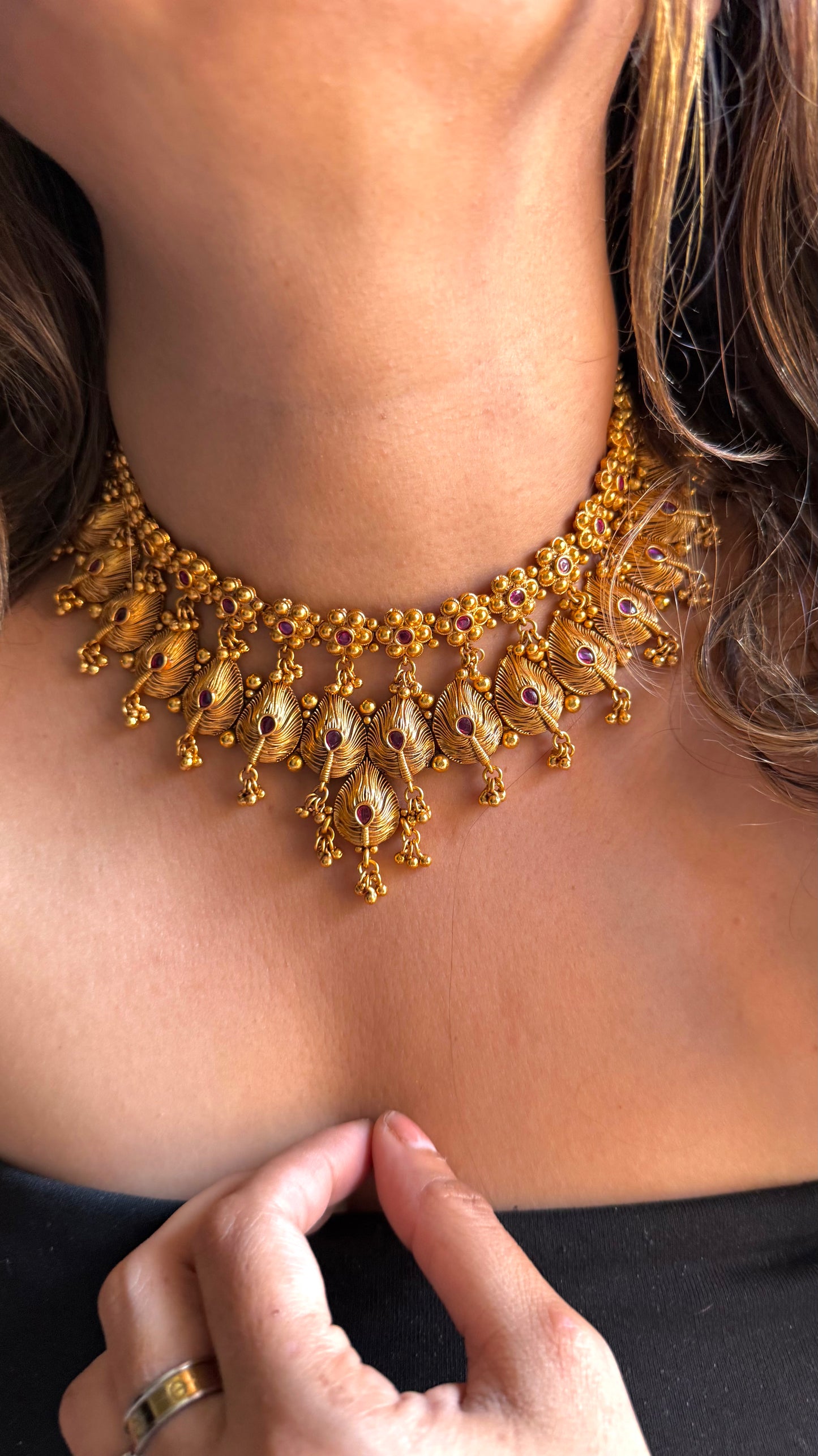Maharashtrian floral & Leaf nakshi Necklace