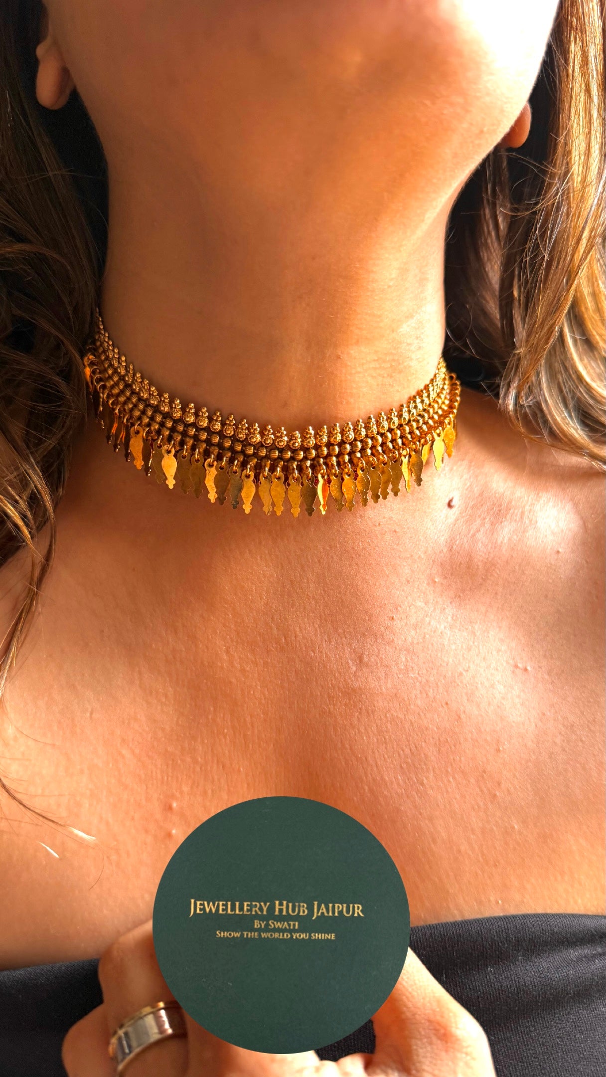 Dull Gold Jhalar Rajwada choker Necklace