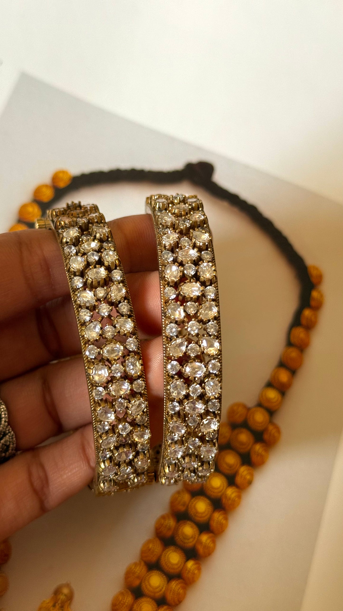 Real moissanite white polki Bangles