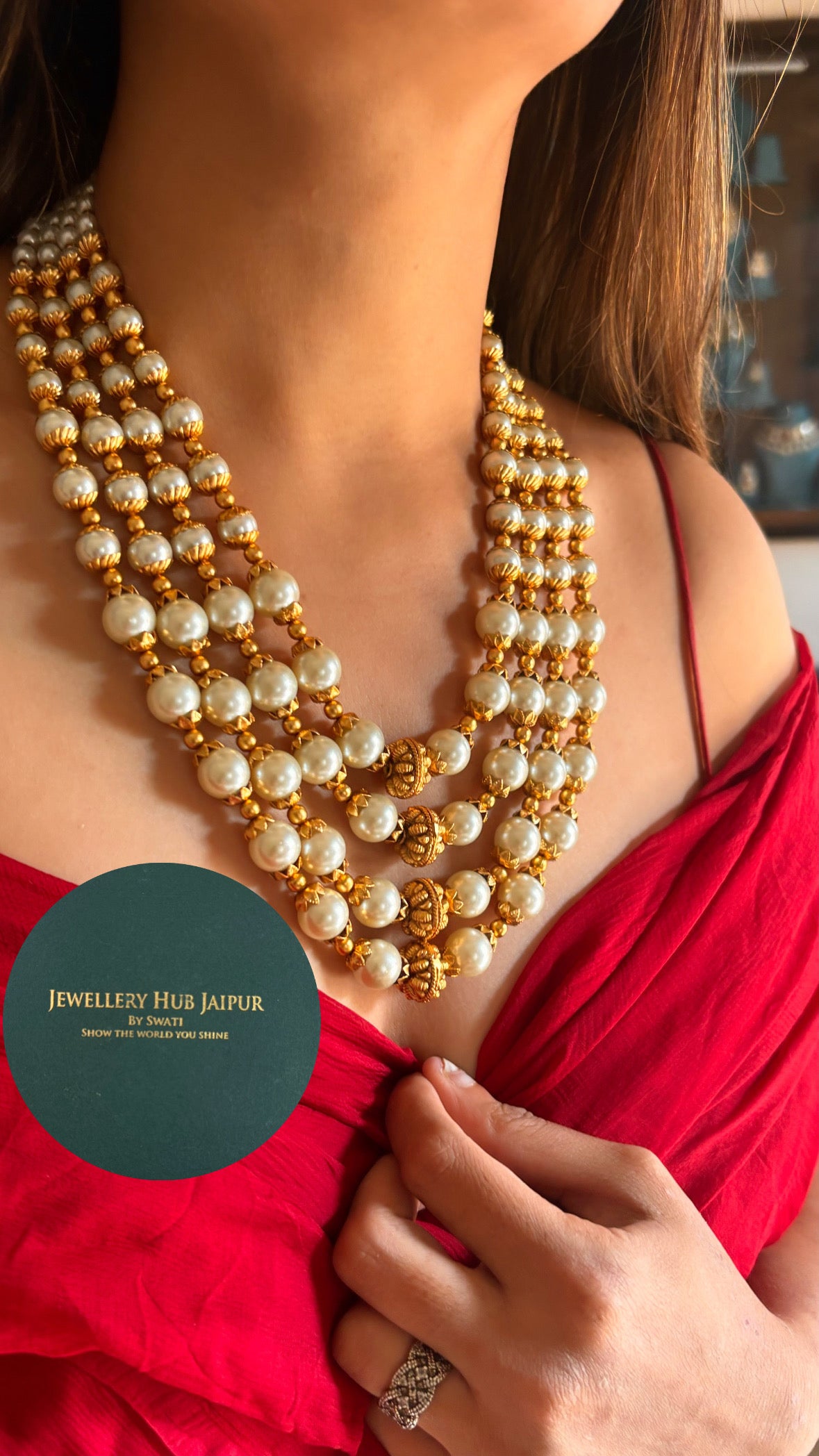 Heritage pearl four layer mala