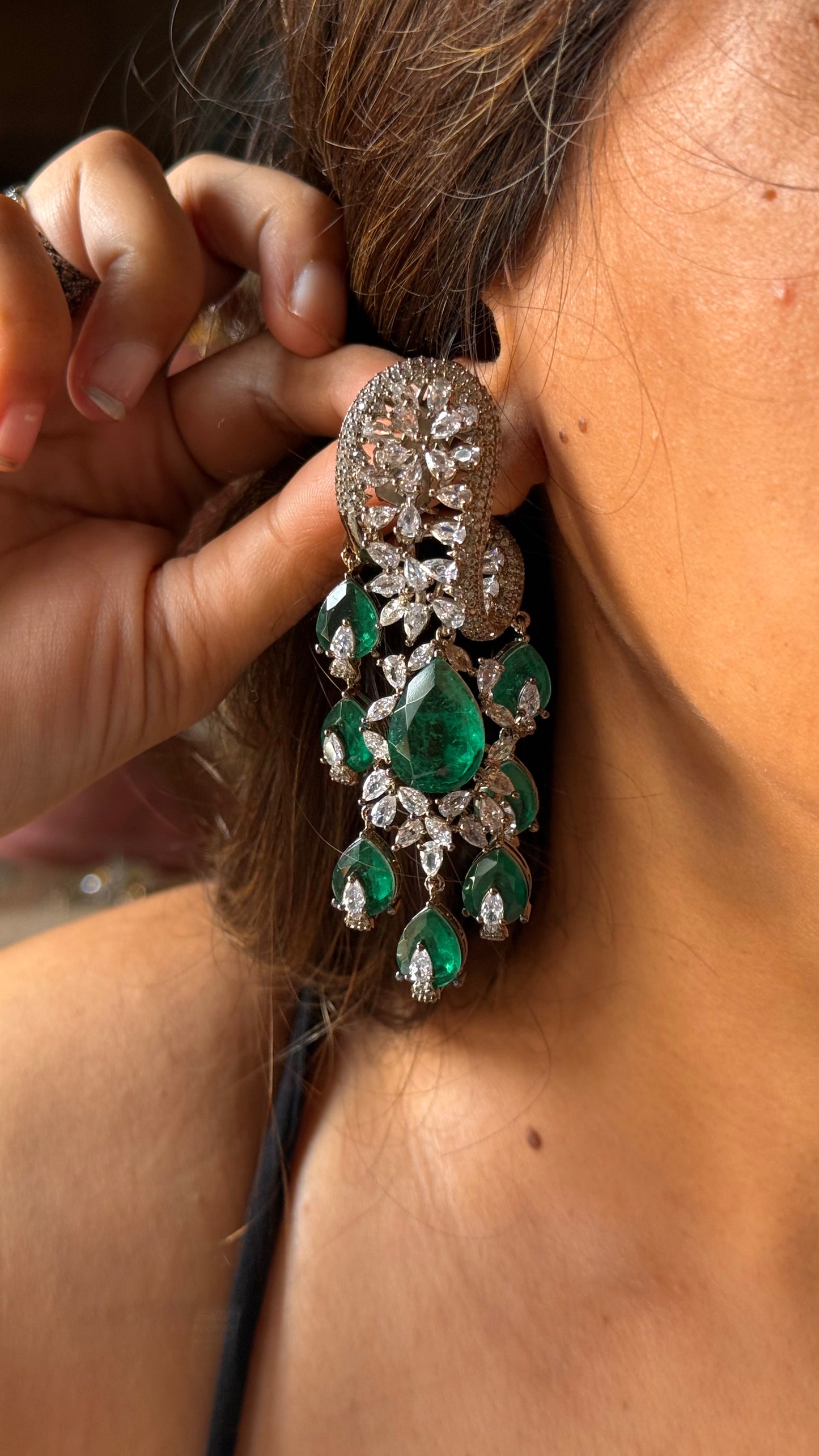 Emerald cocktail danglers