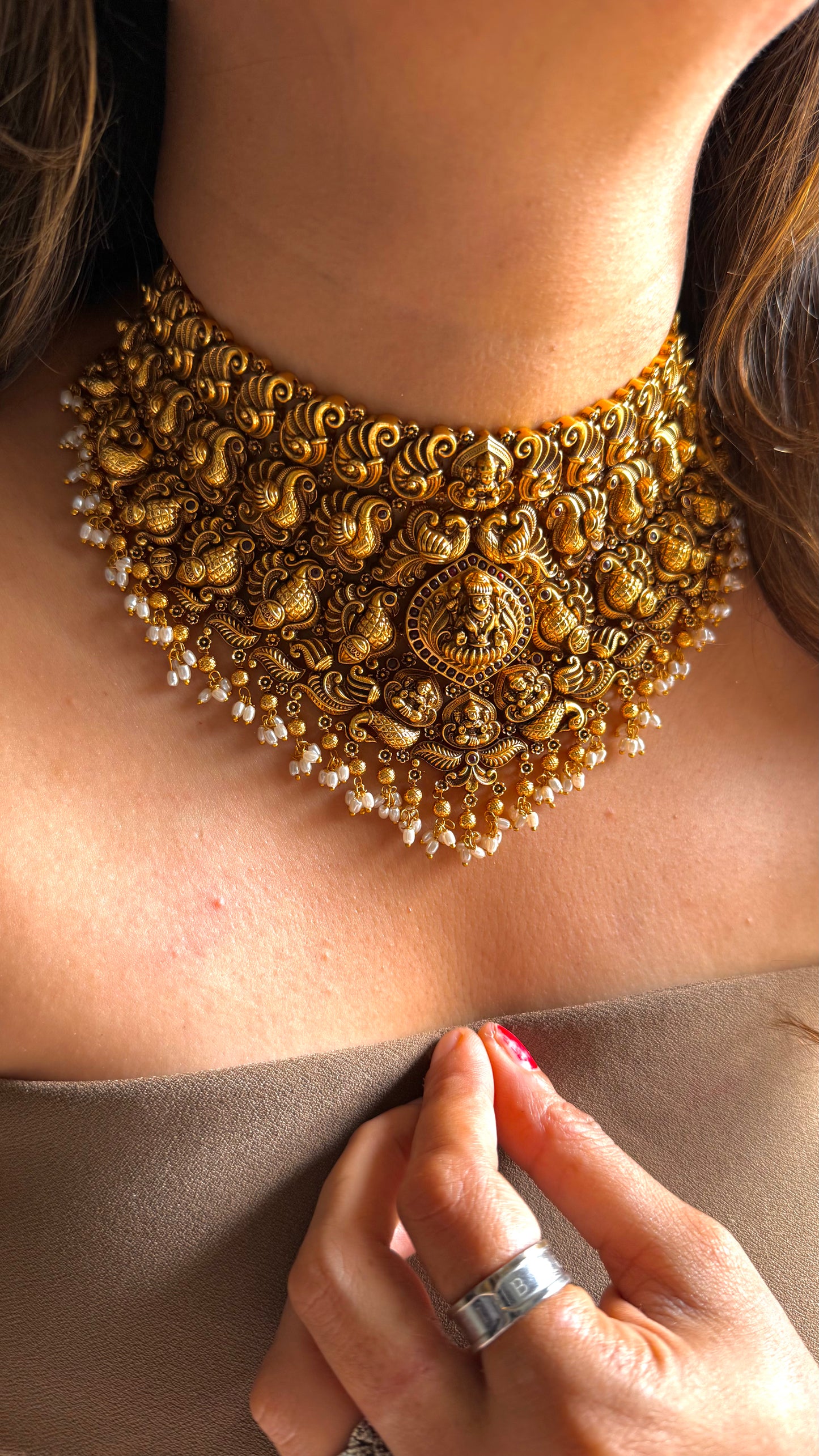 Goddess Laxmi Ruby Temple necklace combo