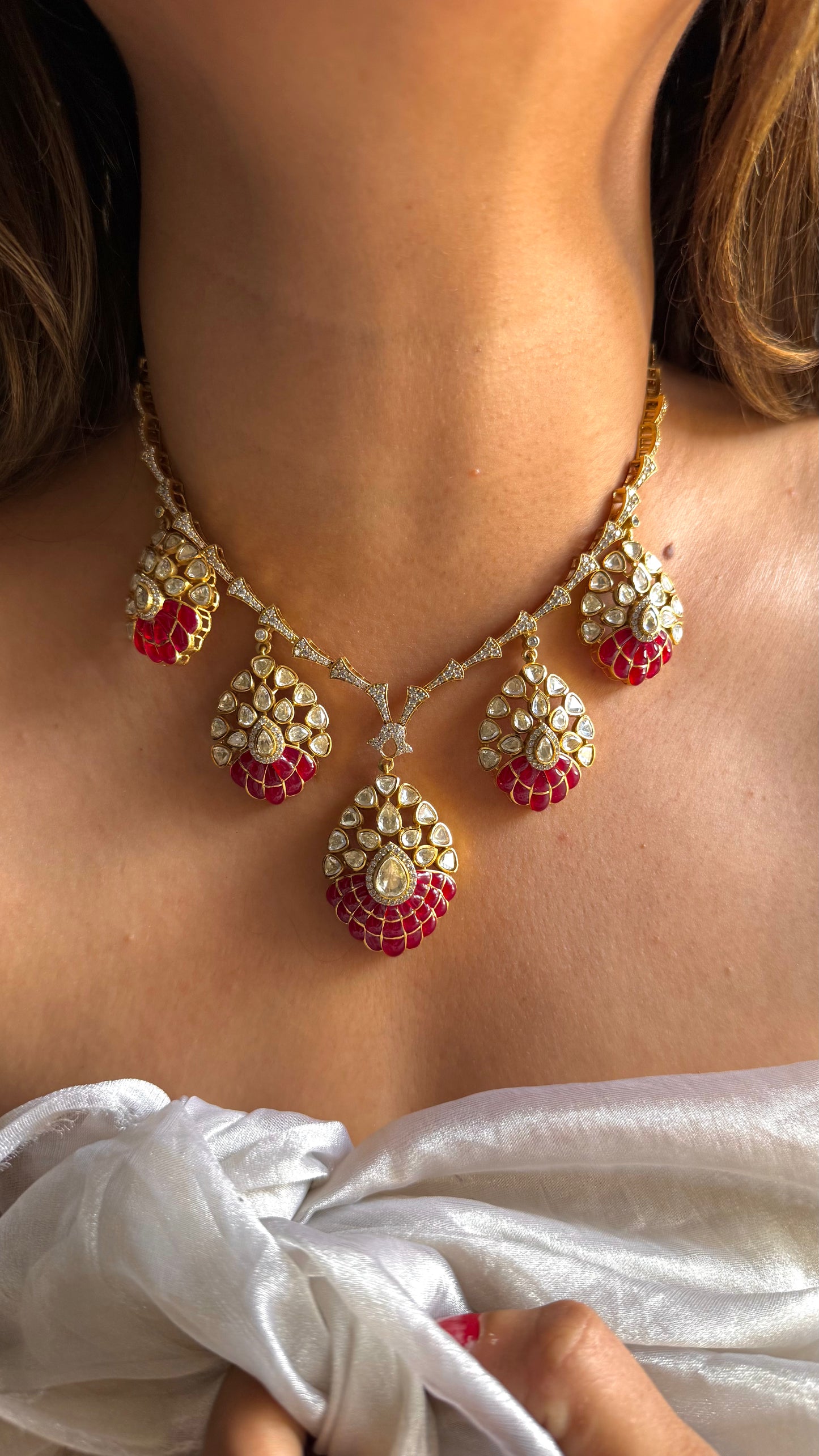 Ruby takkar work cocktail necklace
