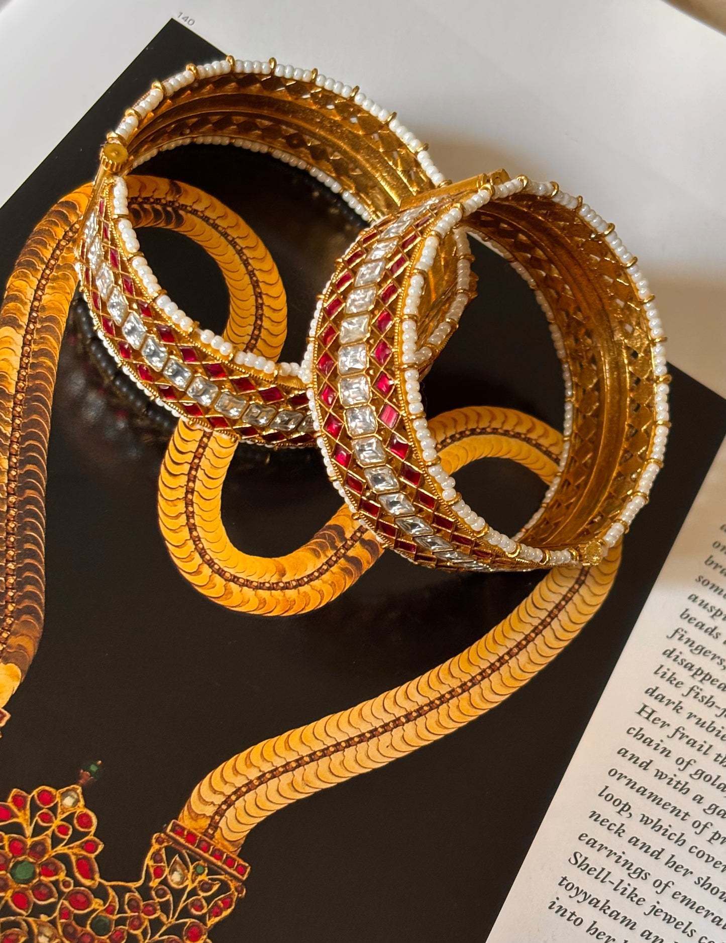 Ruby paachi jadau pearl detailing bangles