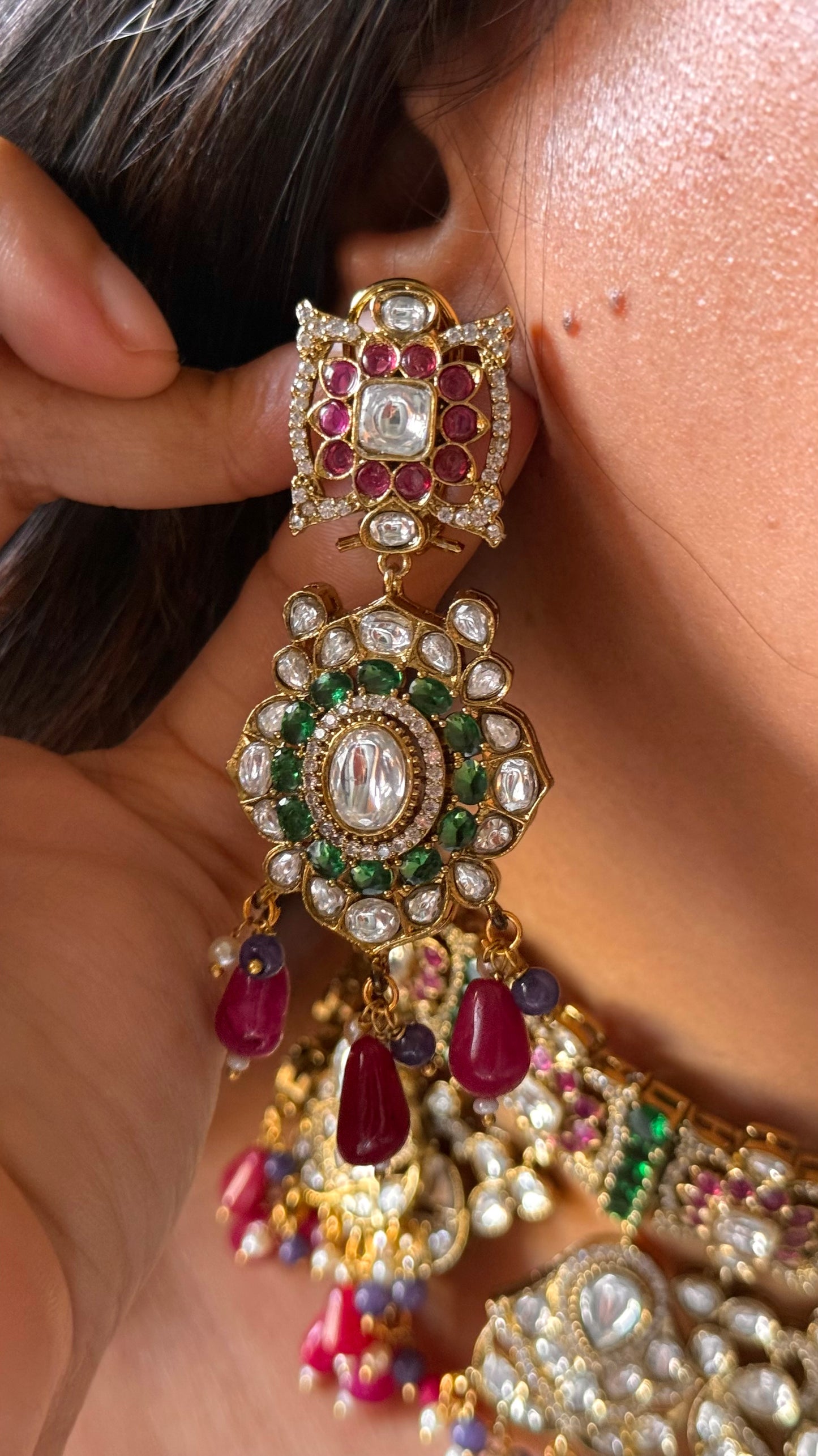 Bridal Asia emerald & ruby designer necklace