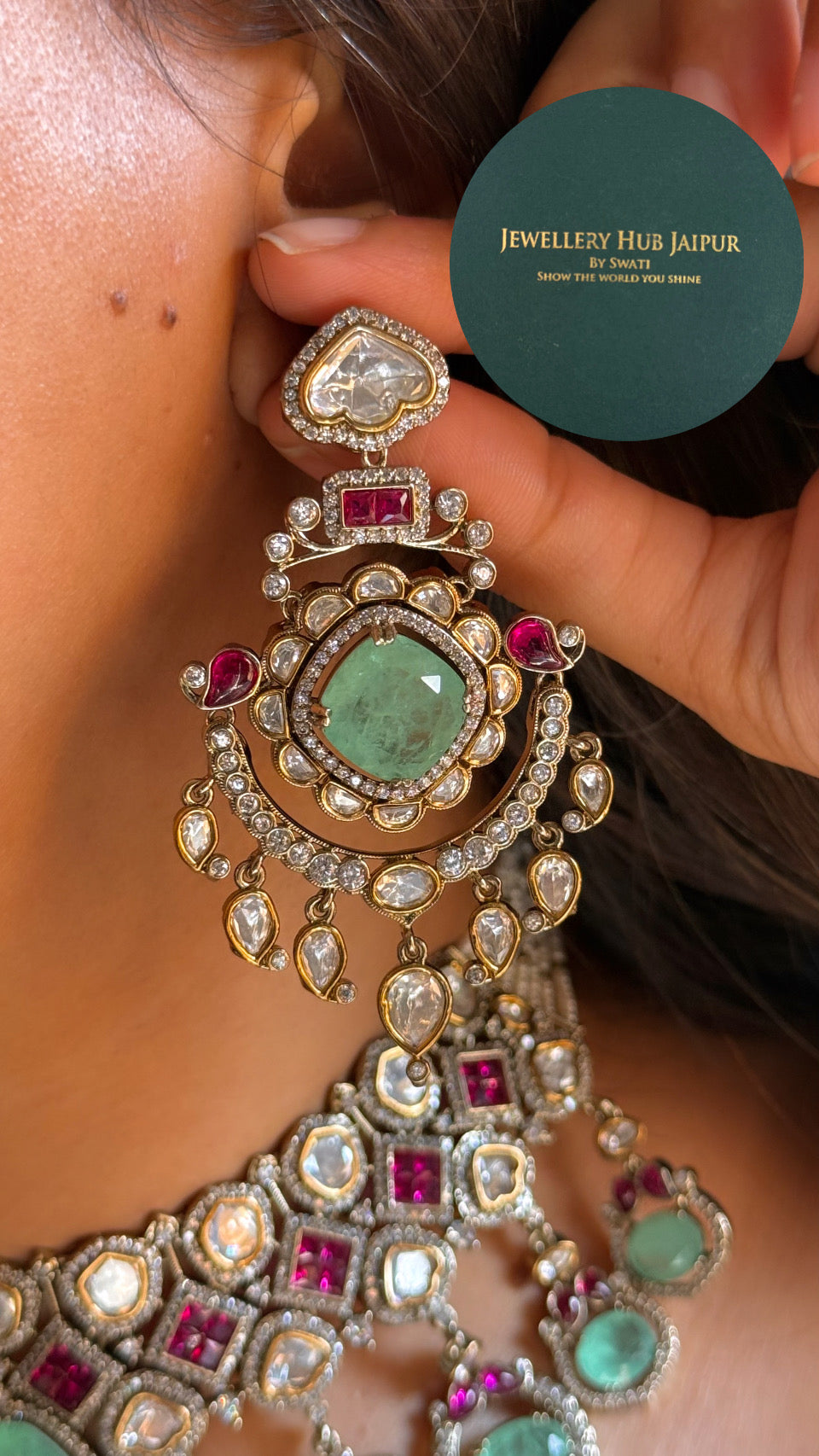 Mint & Rani pink statement, choker necklace set