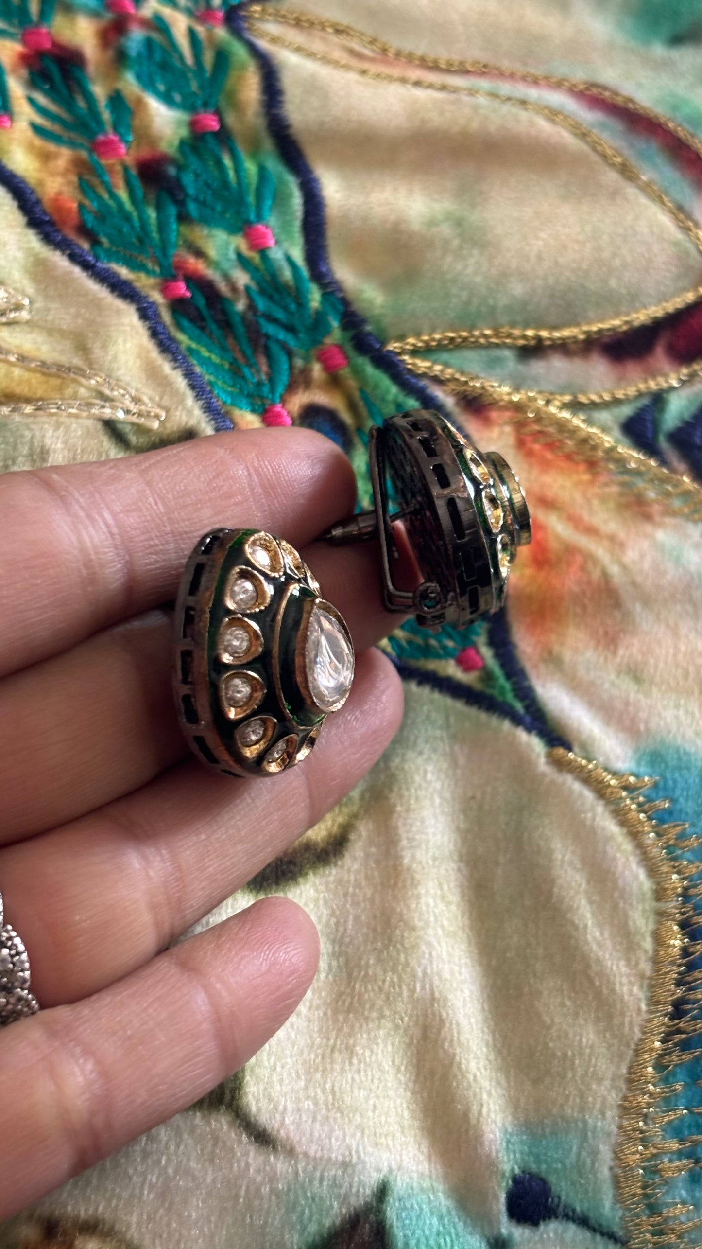 EMERALD VICTORIAN MEENAKARI STUDS
