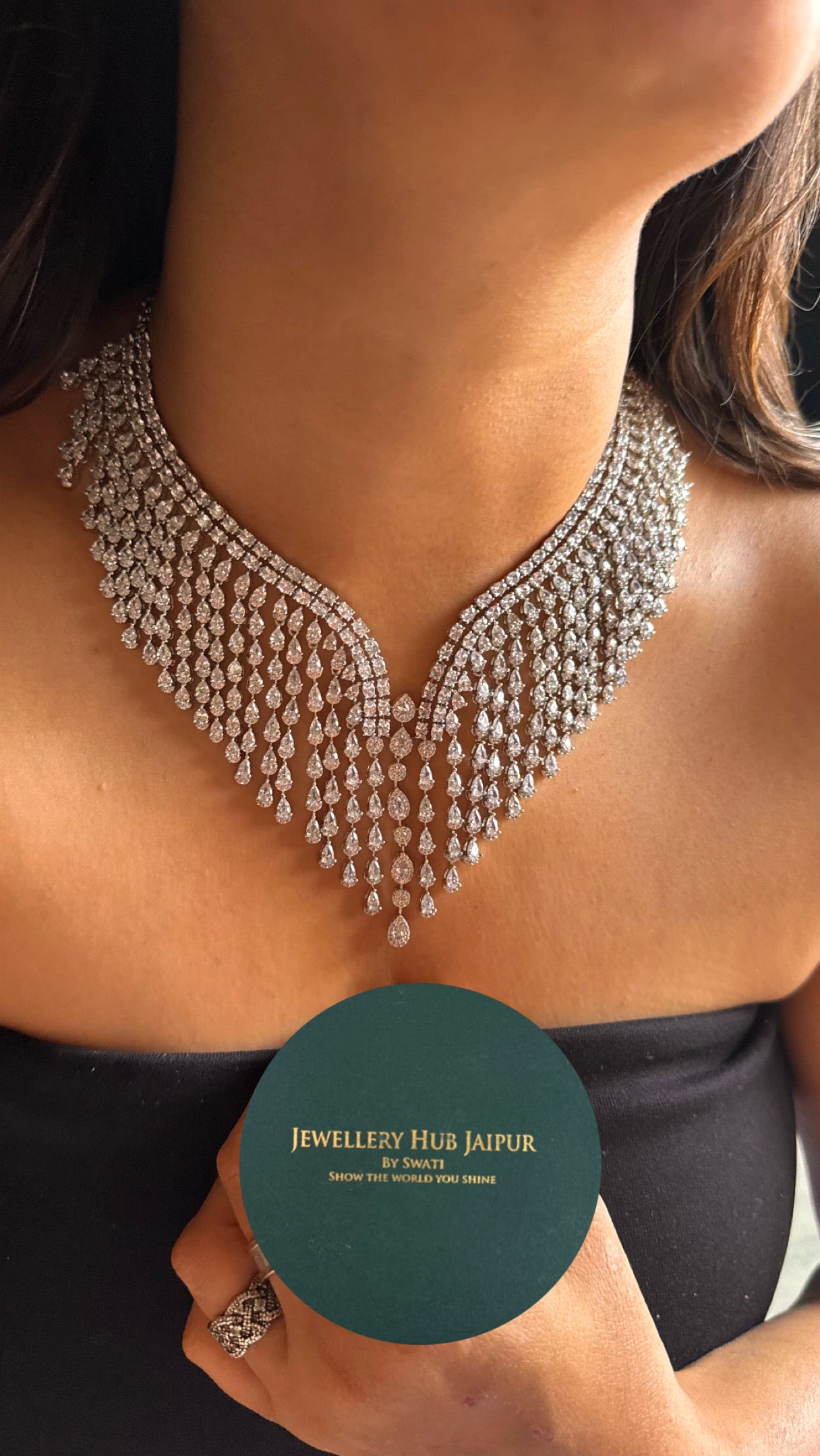 Cz diamond doublets designer collar Necklace