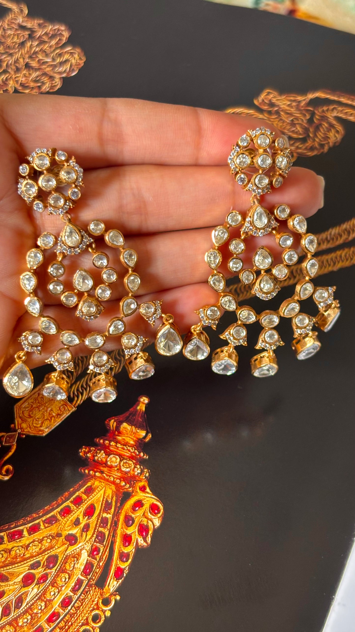 Peeli polki Moissanite Earrings