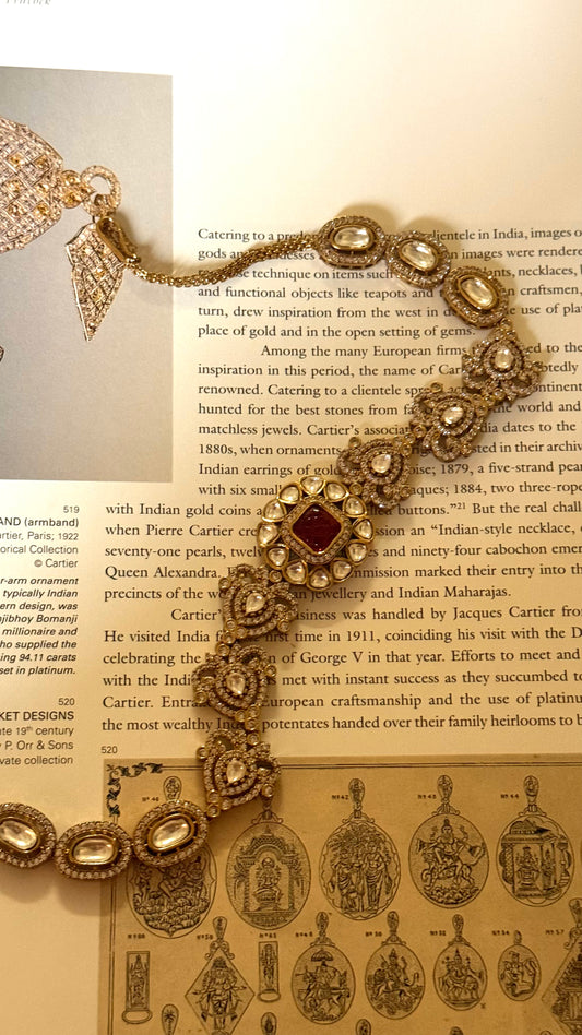 Ruby moissanite polki sheeshpatti