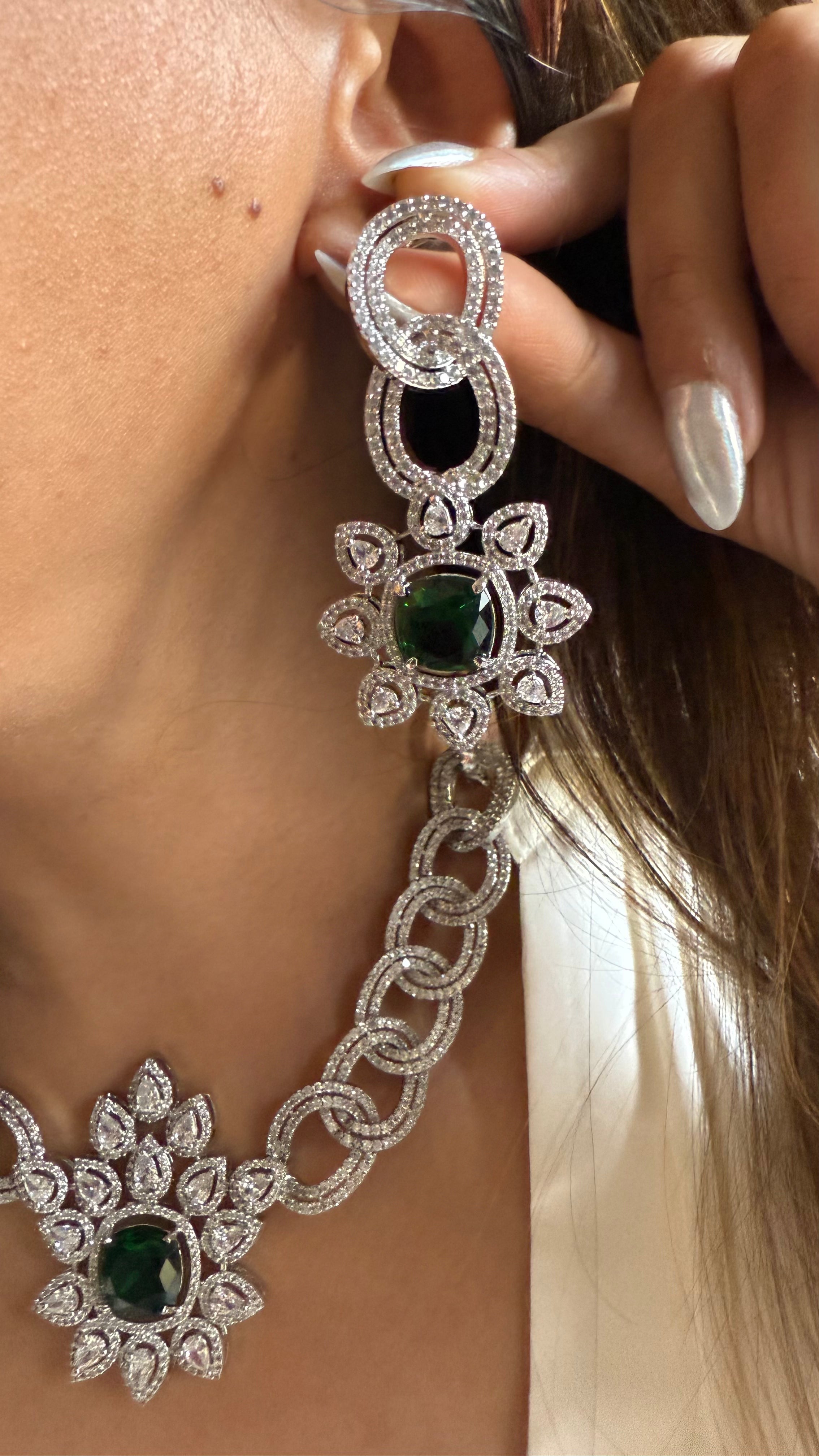 Emerald designer floral necklace