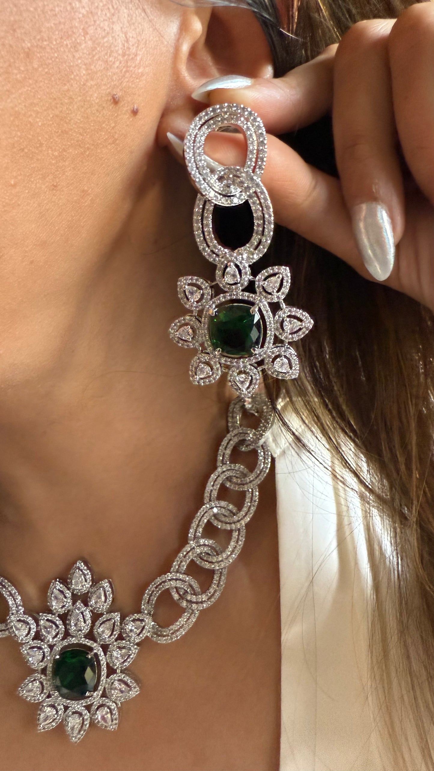 Emerald designer floral necklace
