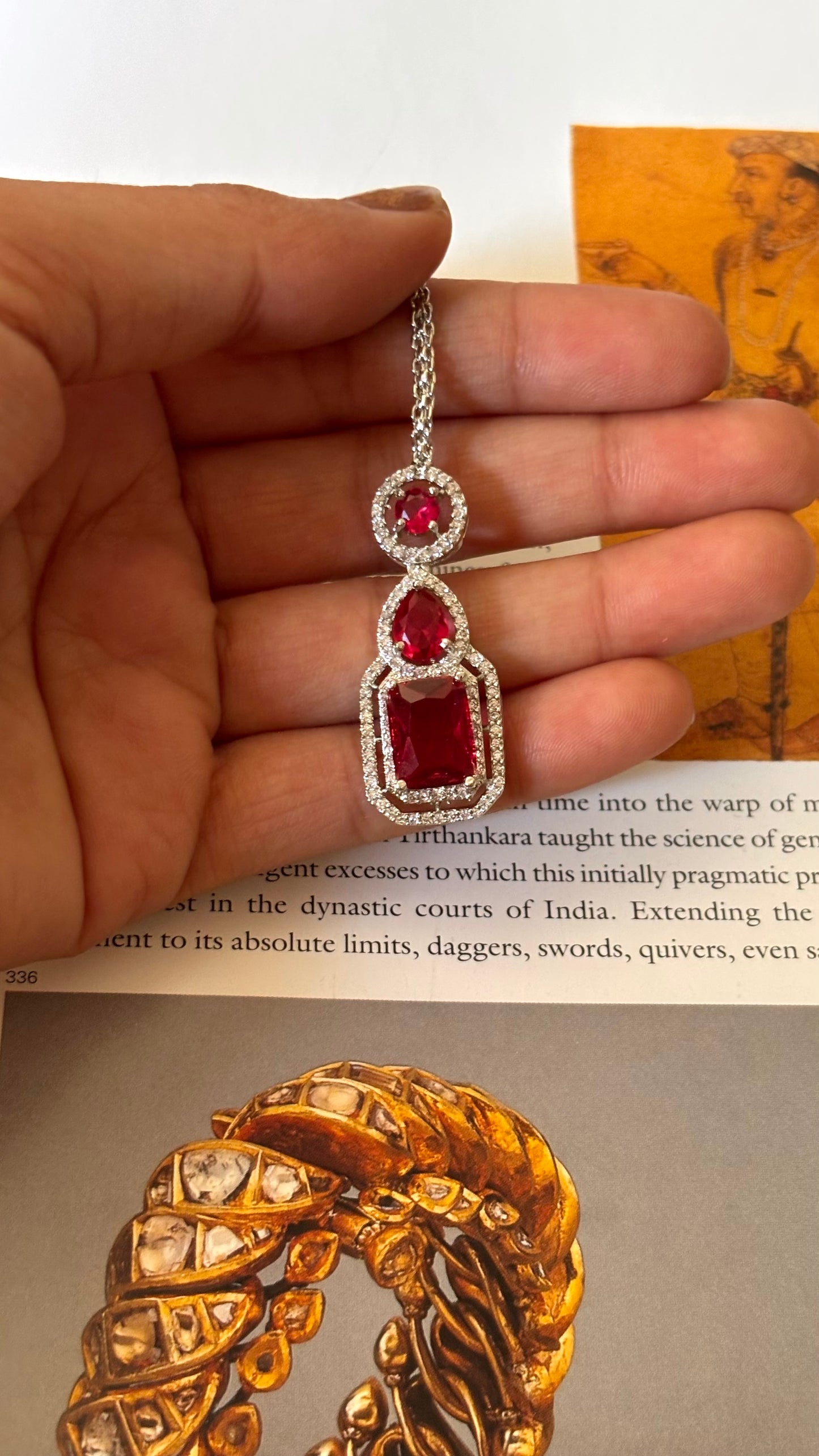 Ruby doublet cz diamond maangtika