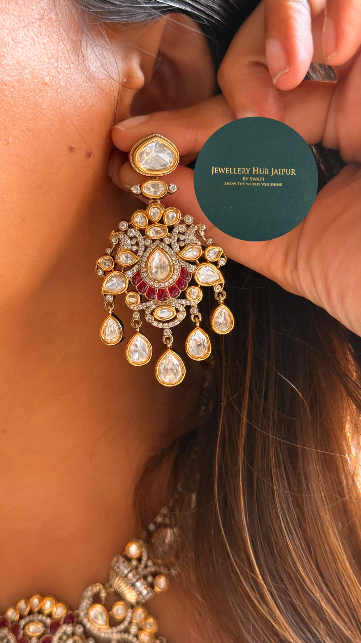 Ruby moissanite polki designer collar set