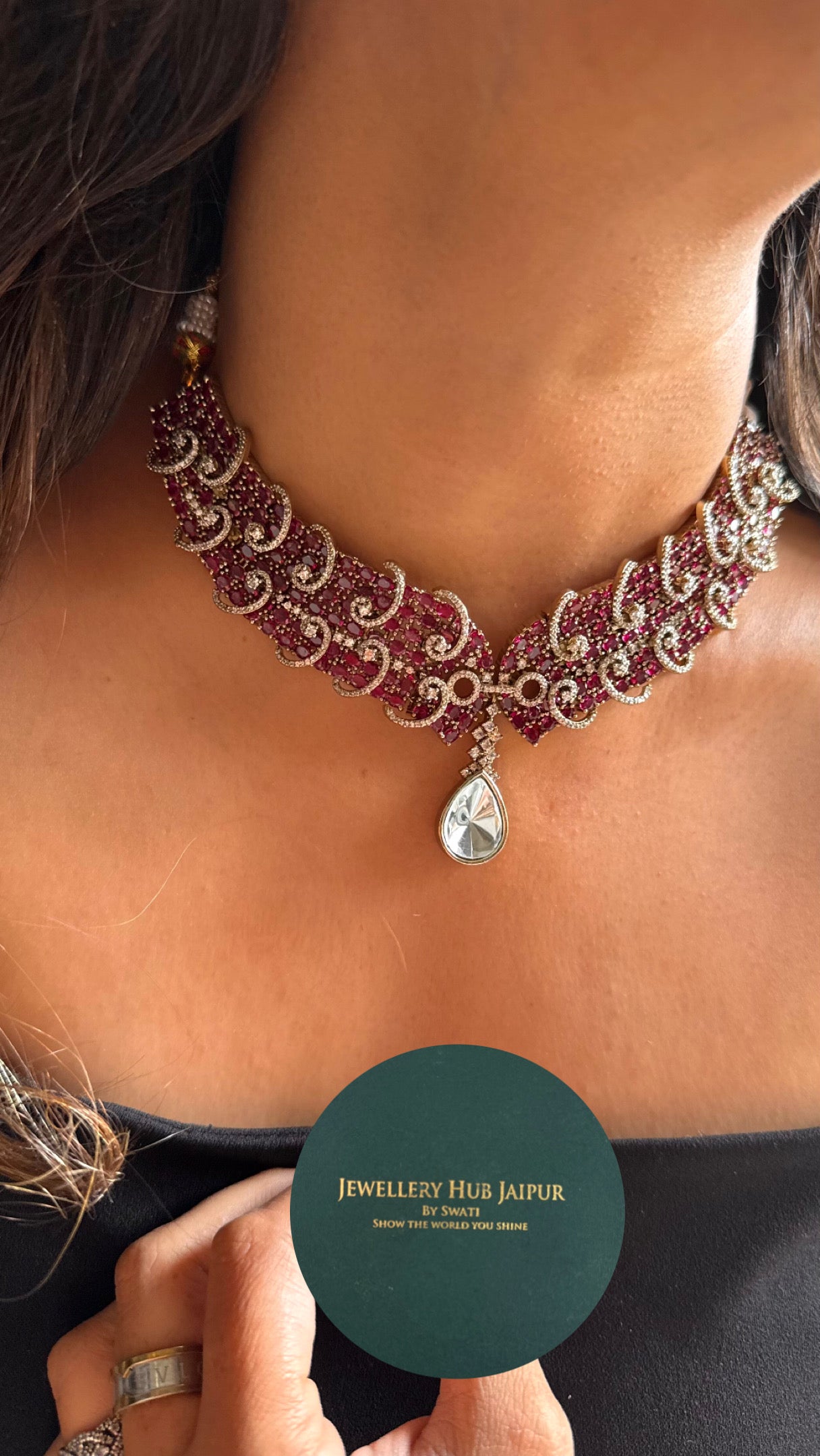 Rani pink doublets designer Necklace