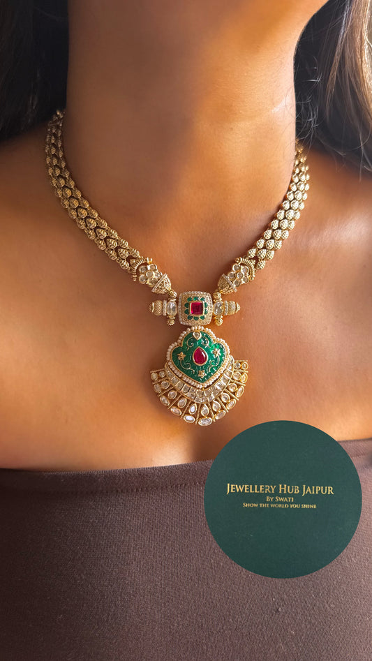 Rajwada Tribhuvan Das Zaveri inspired meenakari necklace
