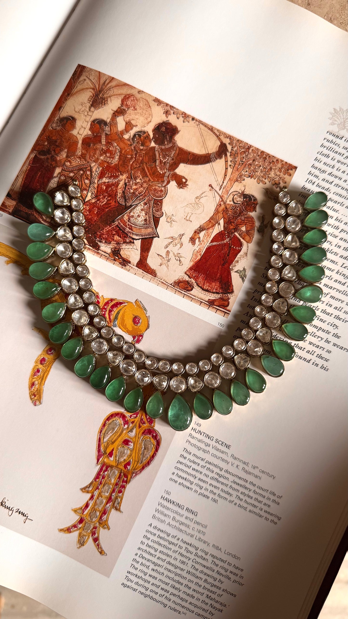 Mint doublet moissanite polki Victorian collar set