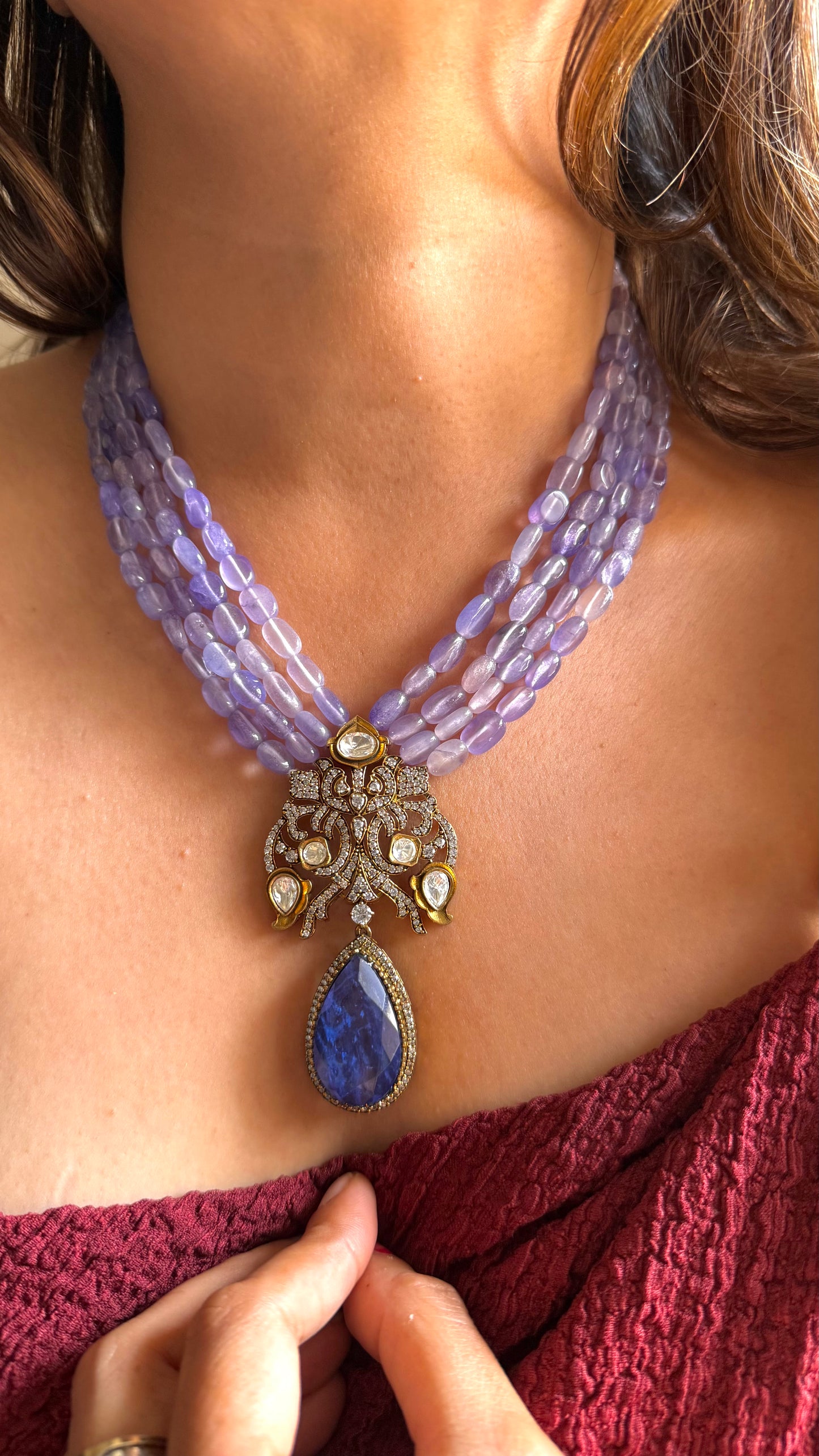 Tanzanite necklace with  Victorian Brooch