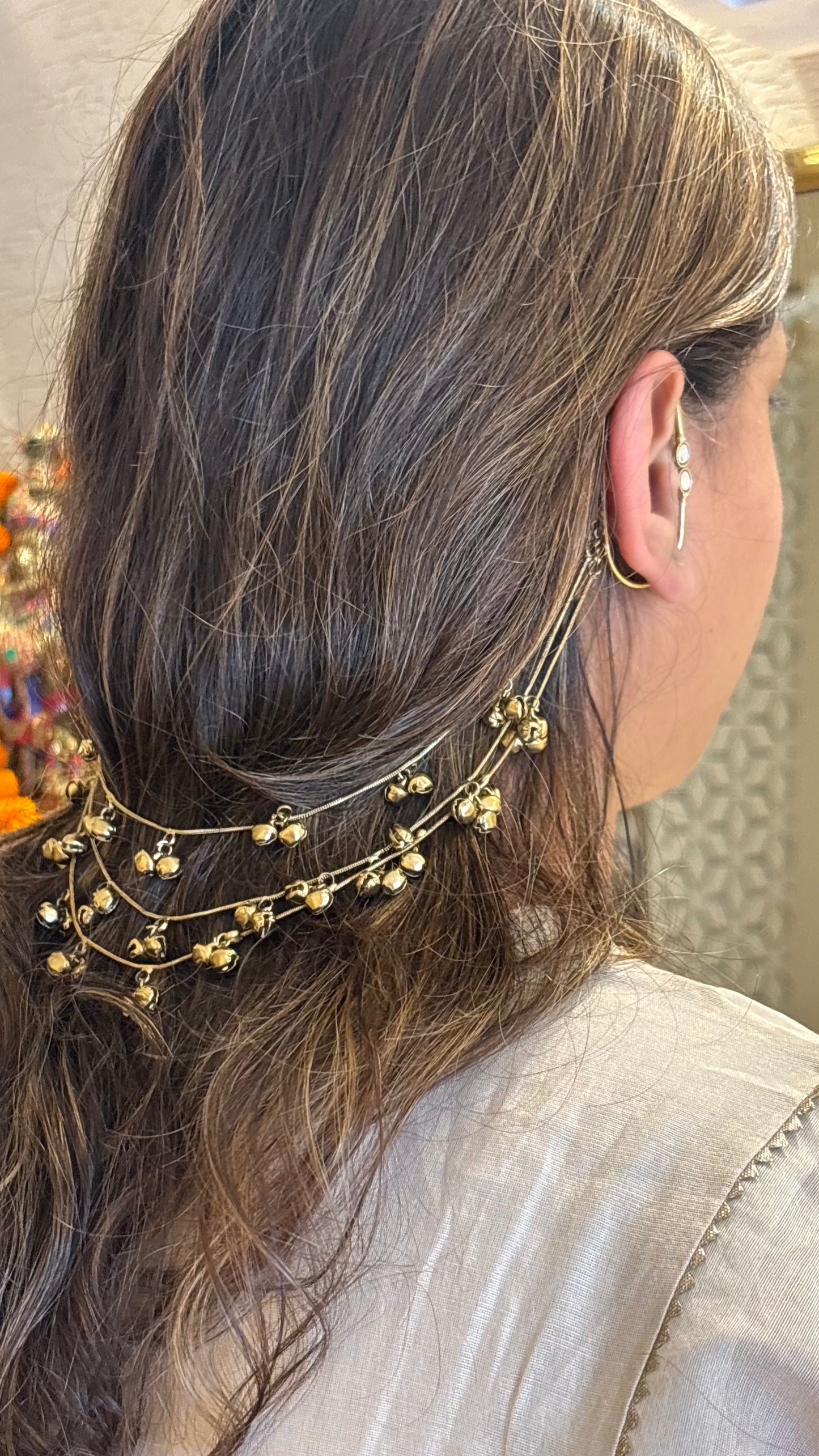 Ear to ear victorian ghungroo hair accessorie