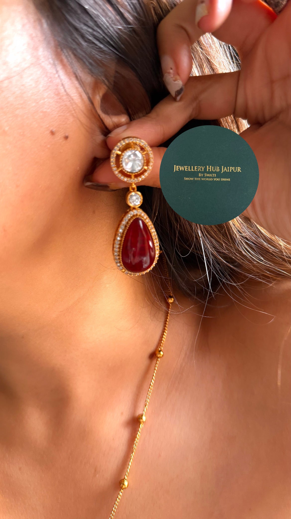 Ruby doublet moissanite minimal pendant set