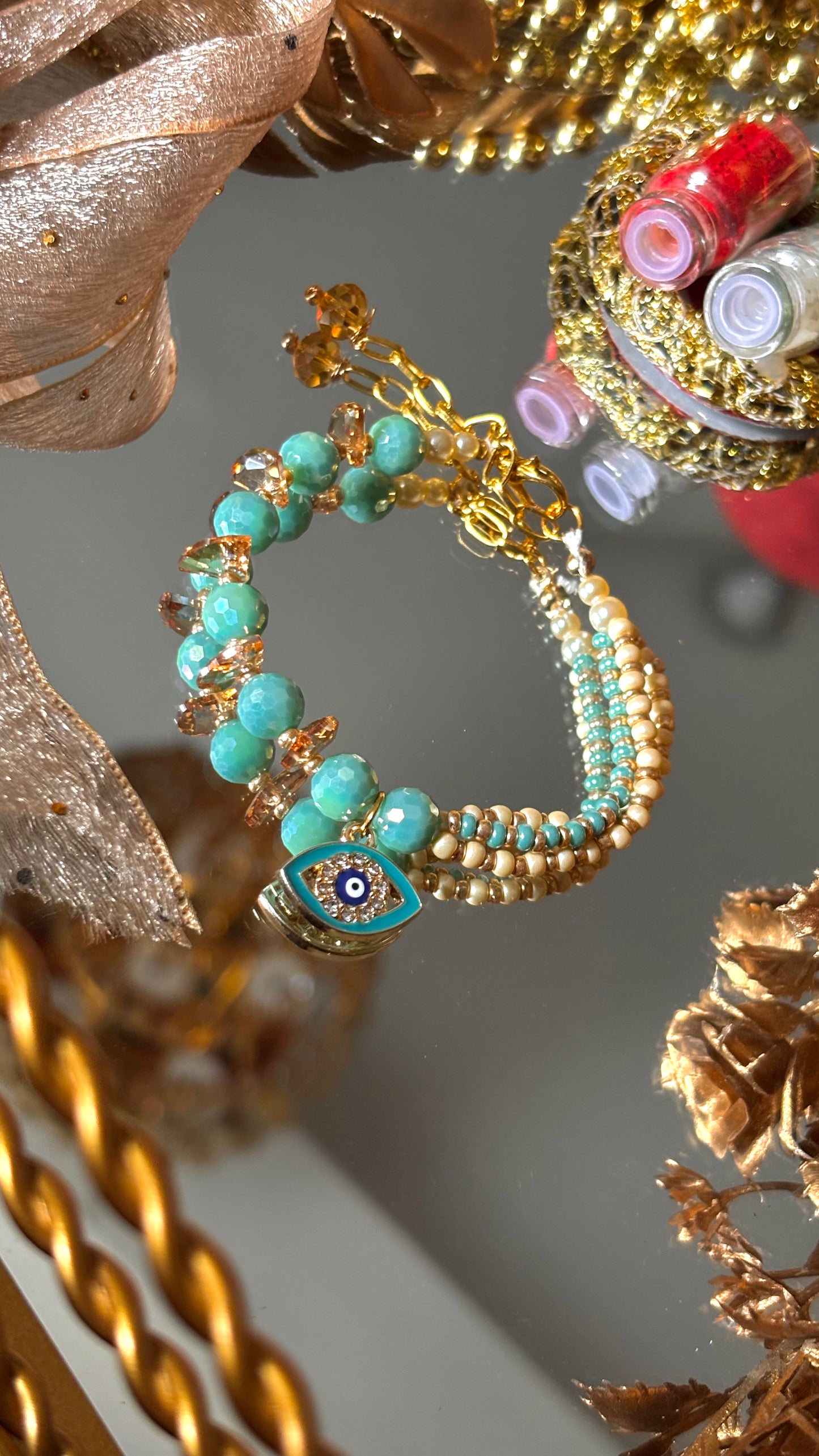 Evil eye firoza designer Rakhi bracelet ( shipping will be extra )