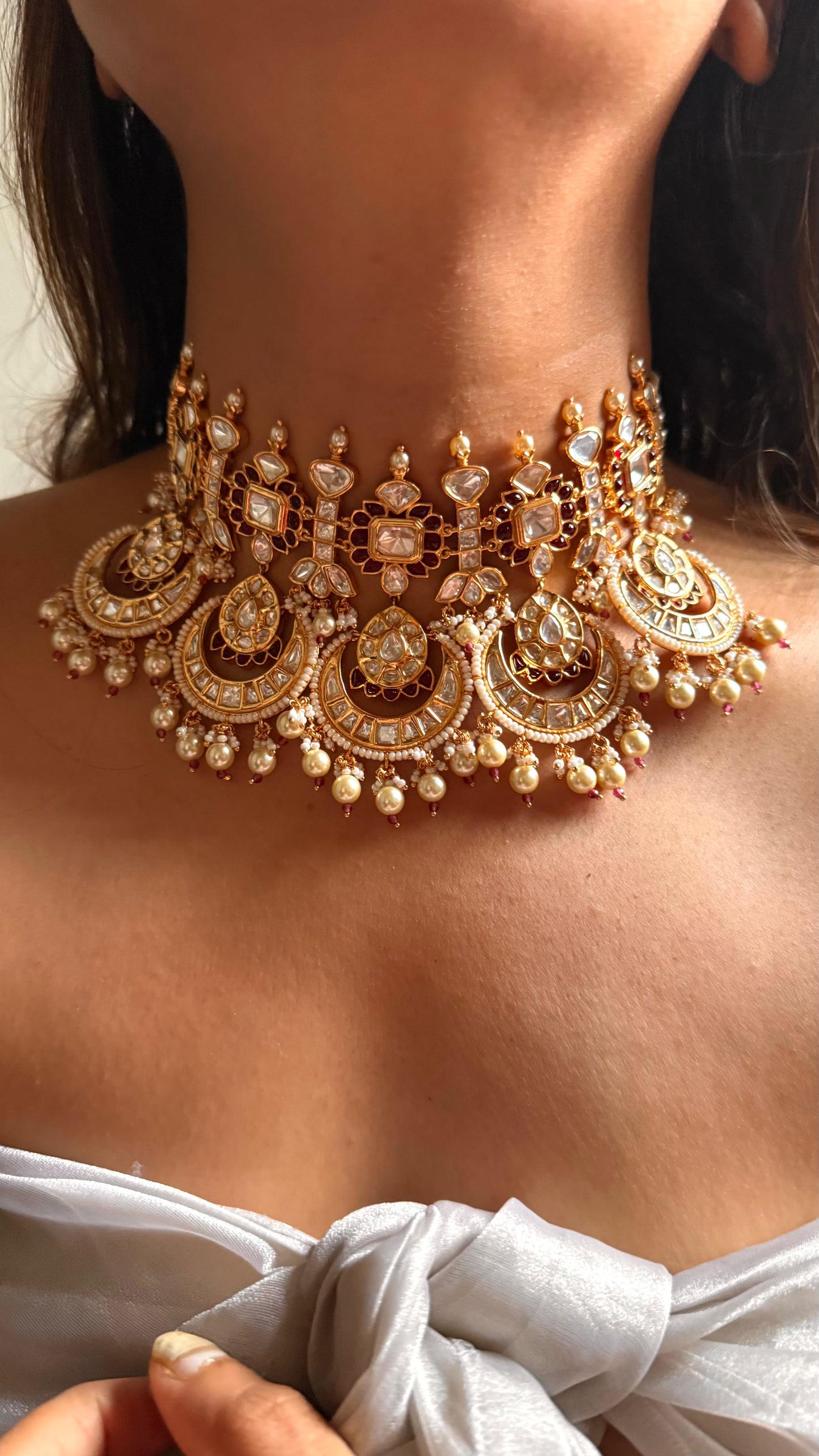 Heritage Ruby with kundan polki choker set