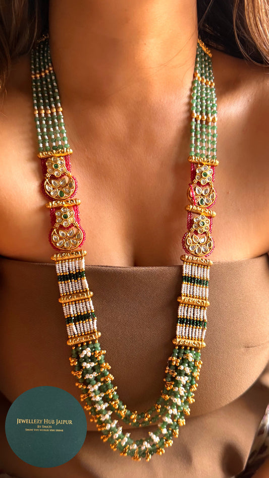 Mint, emerald & rani pink floral rajwada maharani set