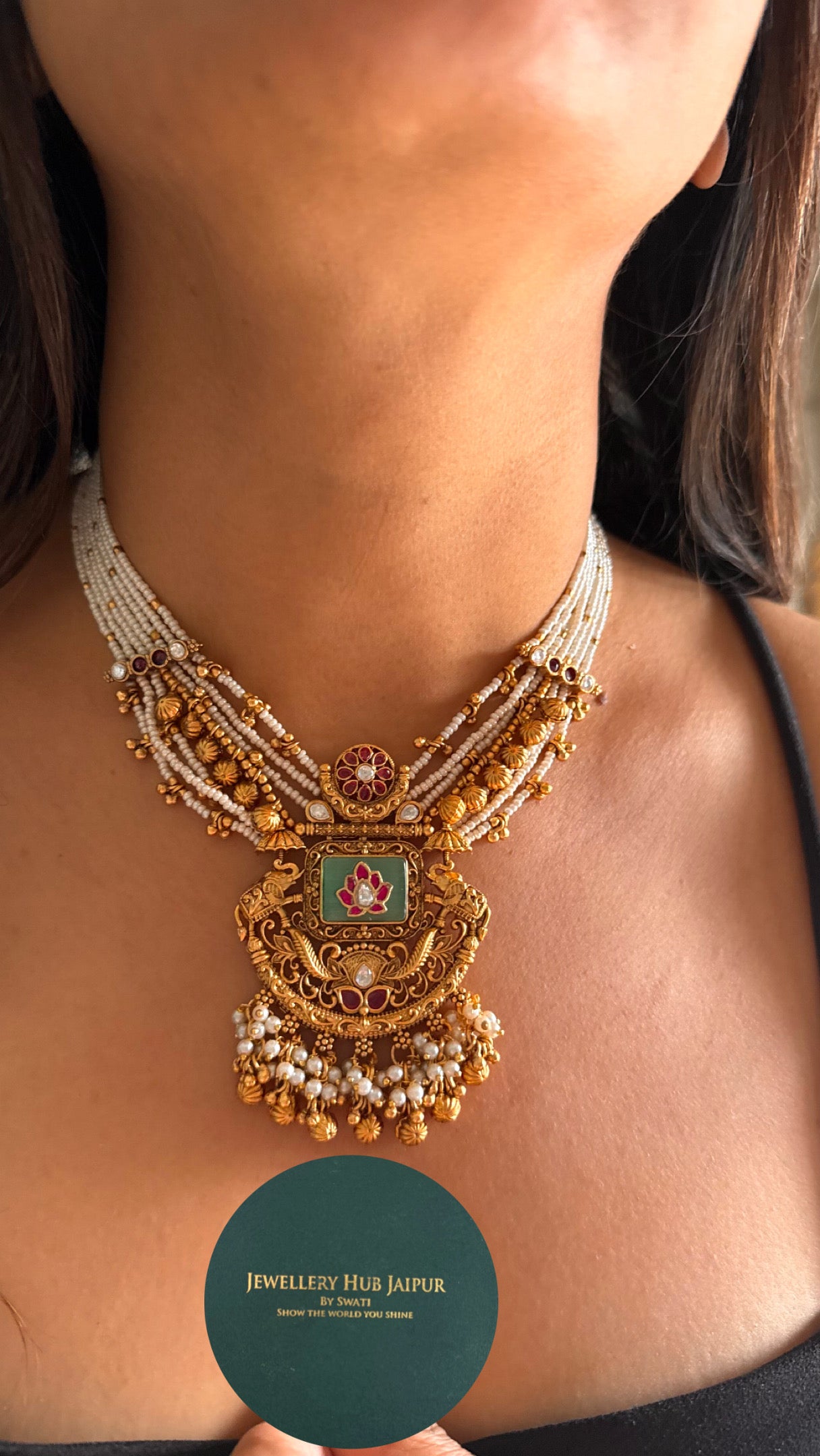 Mint ruby inlay heritage necklace