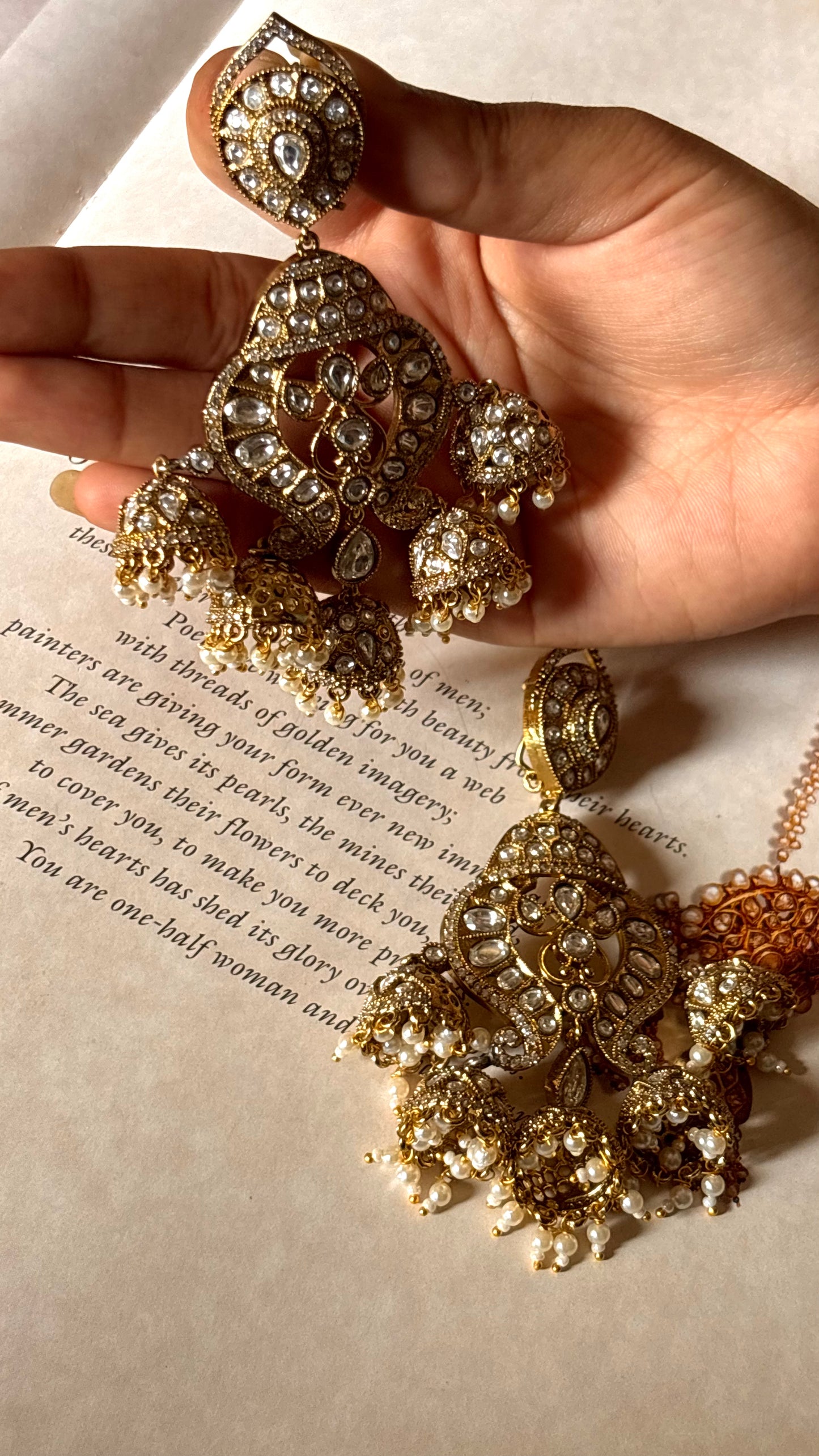 Moissanite jhumki Chandbali earrings