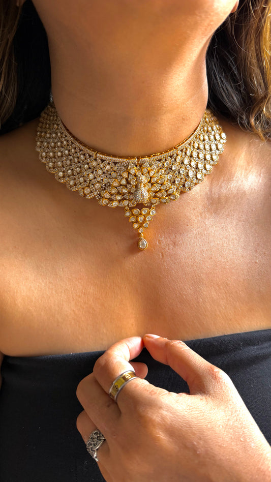 HazooriLal inspired Real Moissanite Polki Choker Necklace