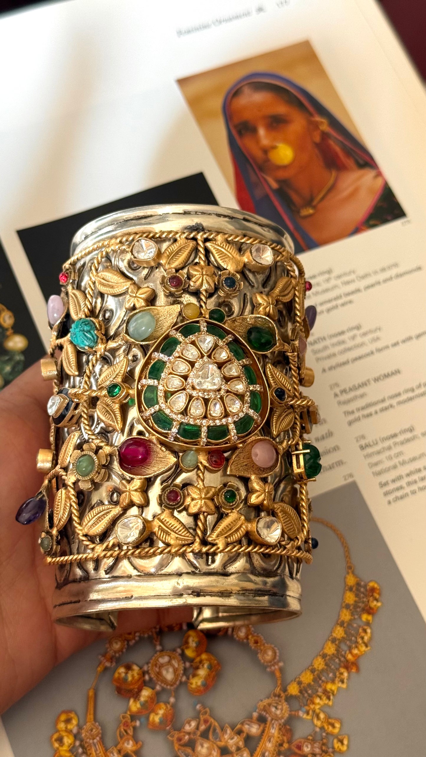 bohemian Vintage mix polki  oxidised adjustable bracelet