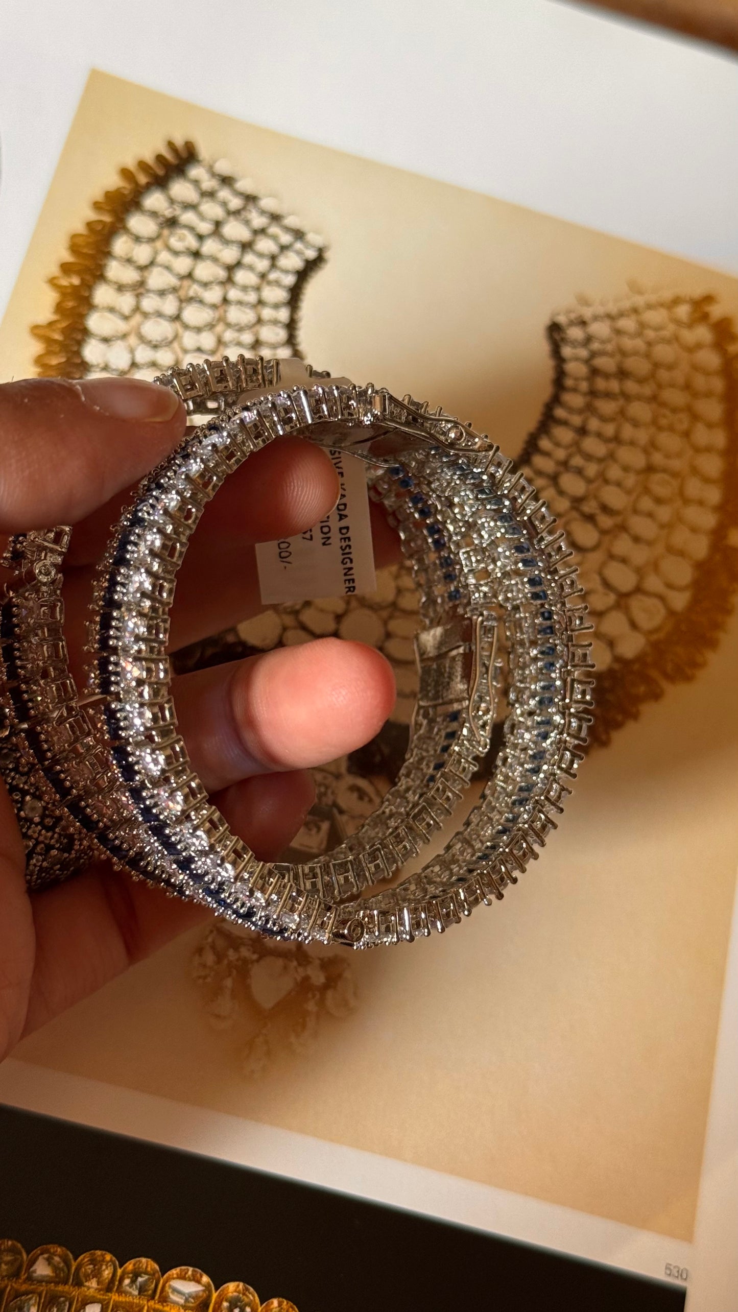 Sapphire  triple line diamond bangles